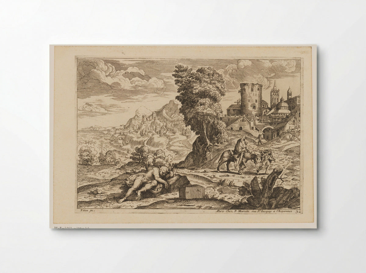 Landschap met de vlucht naar Egypte - Moise Jean Baptiste Fouard - Poster