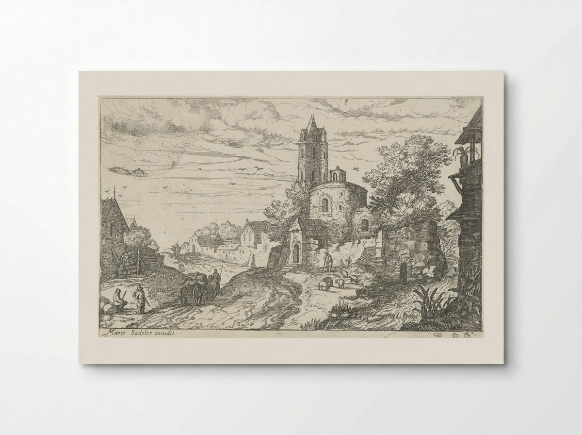 Landschap met dorpsstraat - Aegidius Sadeler (II) - Poster