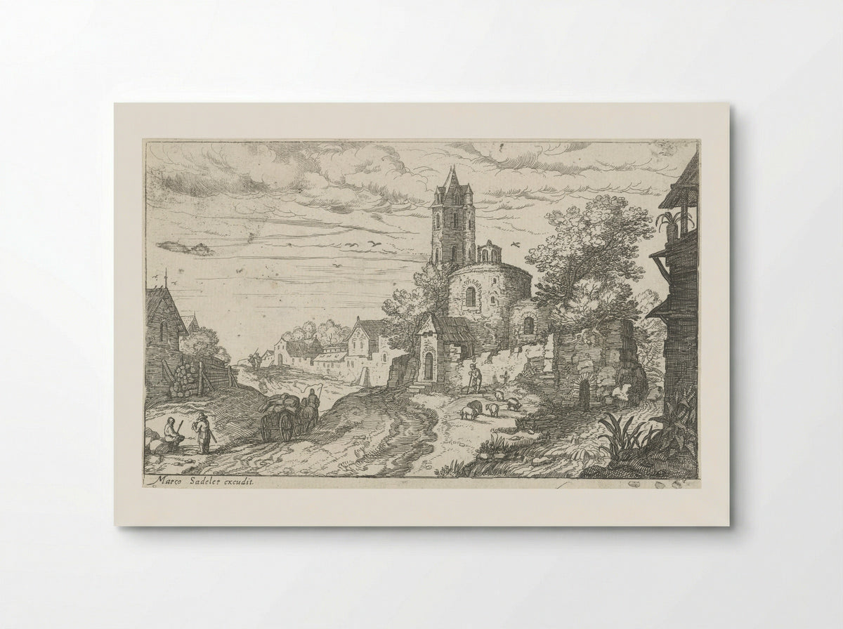Landschap met dorpsstraat - Aegidius Sadeler (II) - Poster