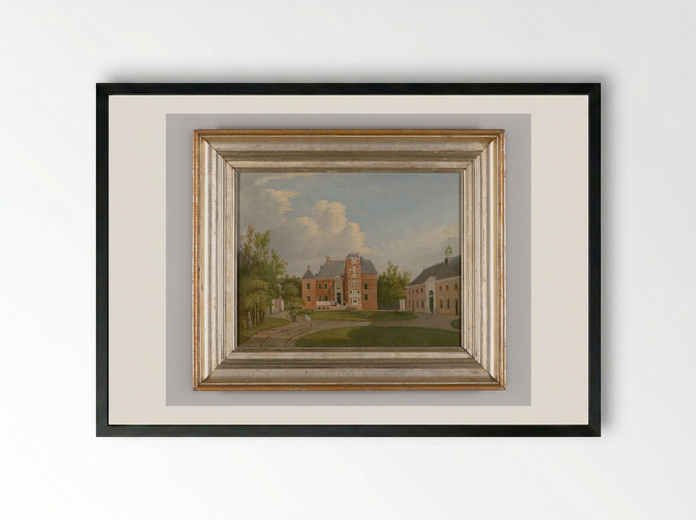 Landschap met drie boerderijen - Gerrit Hulseboom - Framed Print Black