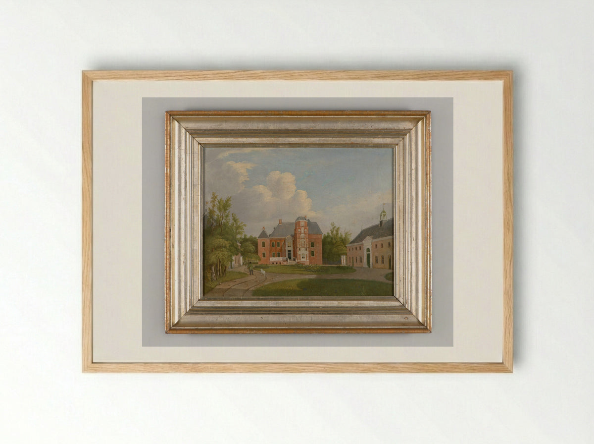 Landschap met drie boerderijen - Gerrit Hulseboom - Framed Print Wood