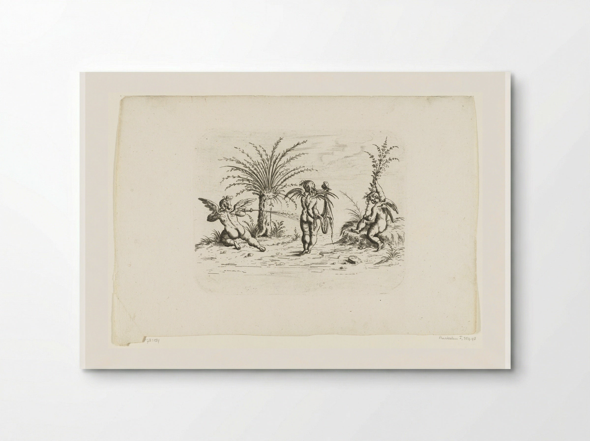 Landschap met drie putti - Christoph Jamnitzer - Poster
