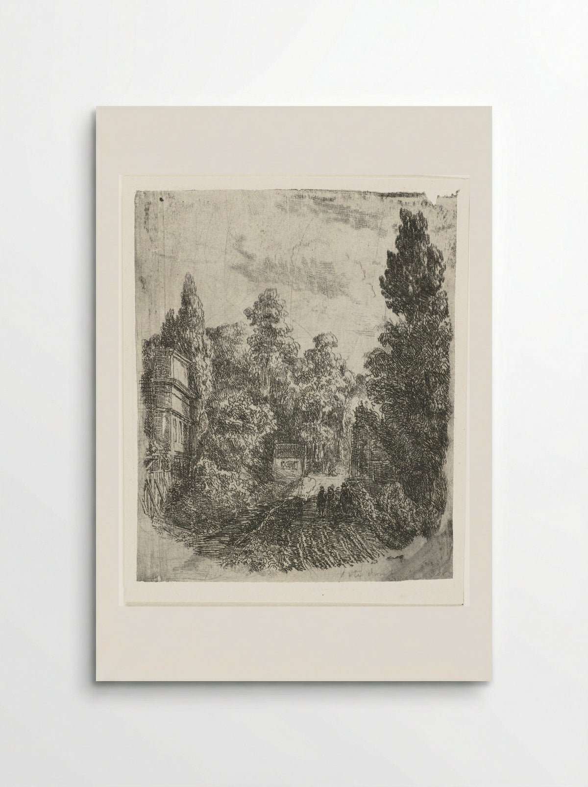Landschap met drie wandelaars op een weg - Johannes Adrianus van der Drift - Poster