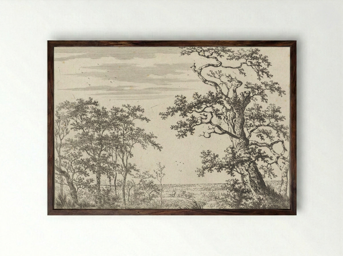 Landschap met een beek - Adriaen Hendriksz. Verboom - Framed Print Dark Wood