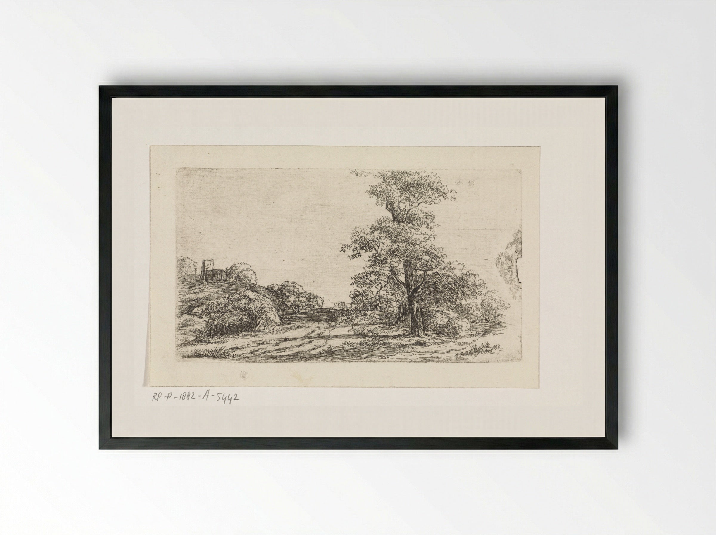Landschap met een boom - Jan Andries Töpfer - Framed Print Black