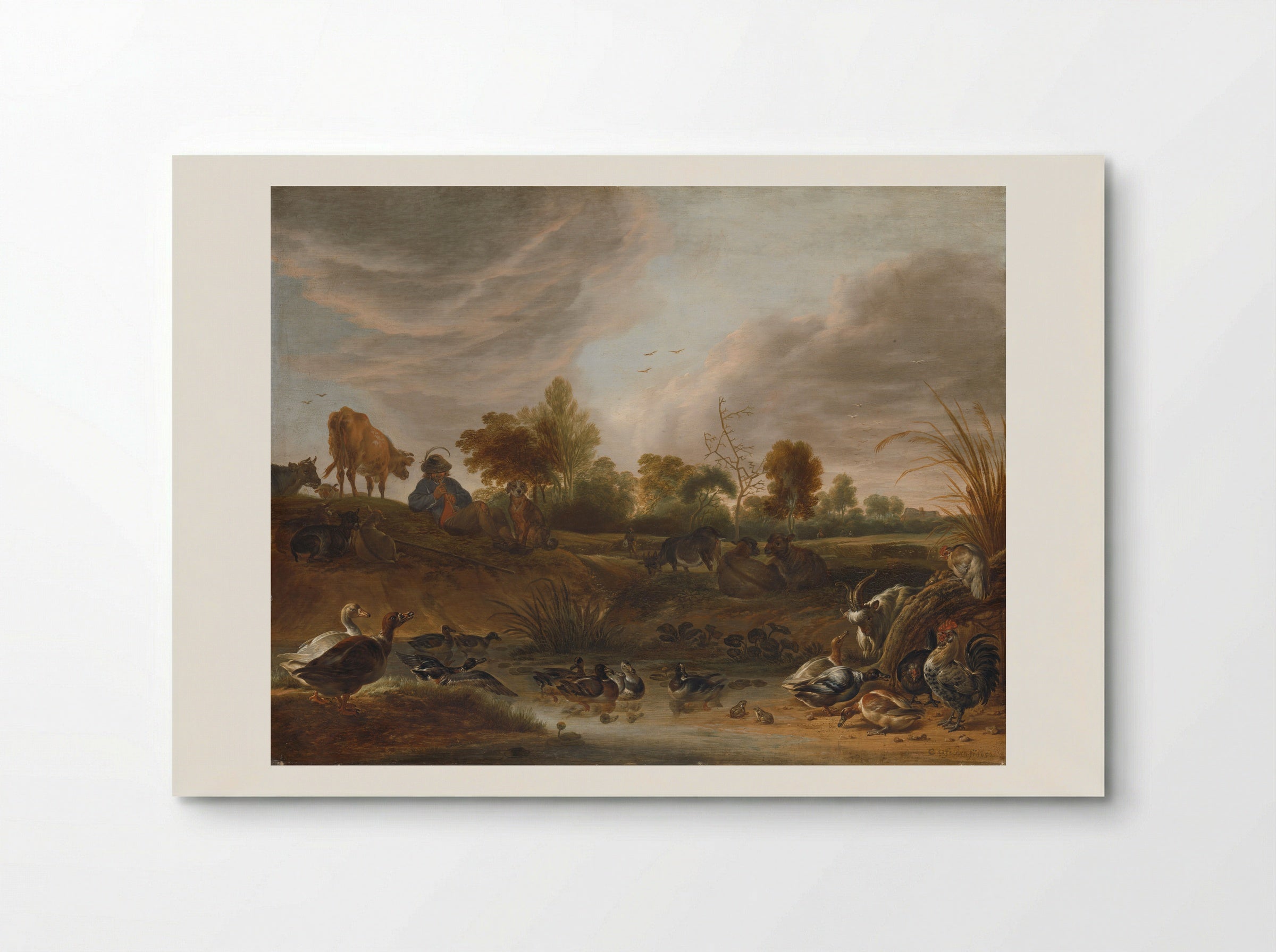 Landschap met een herder, vee en pluimvee - Cornelis Saftleven - Poster
