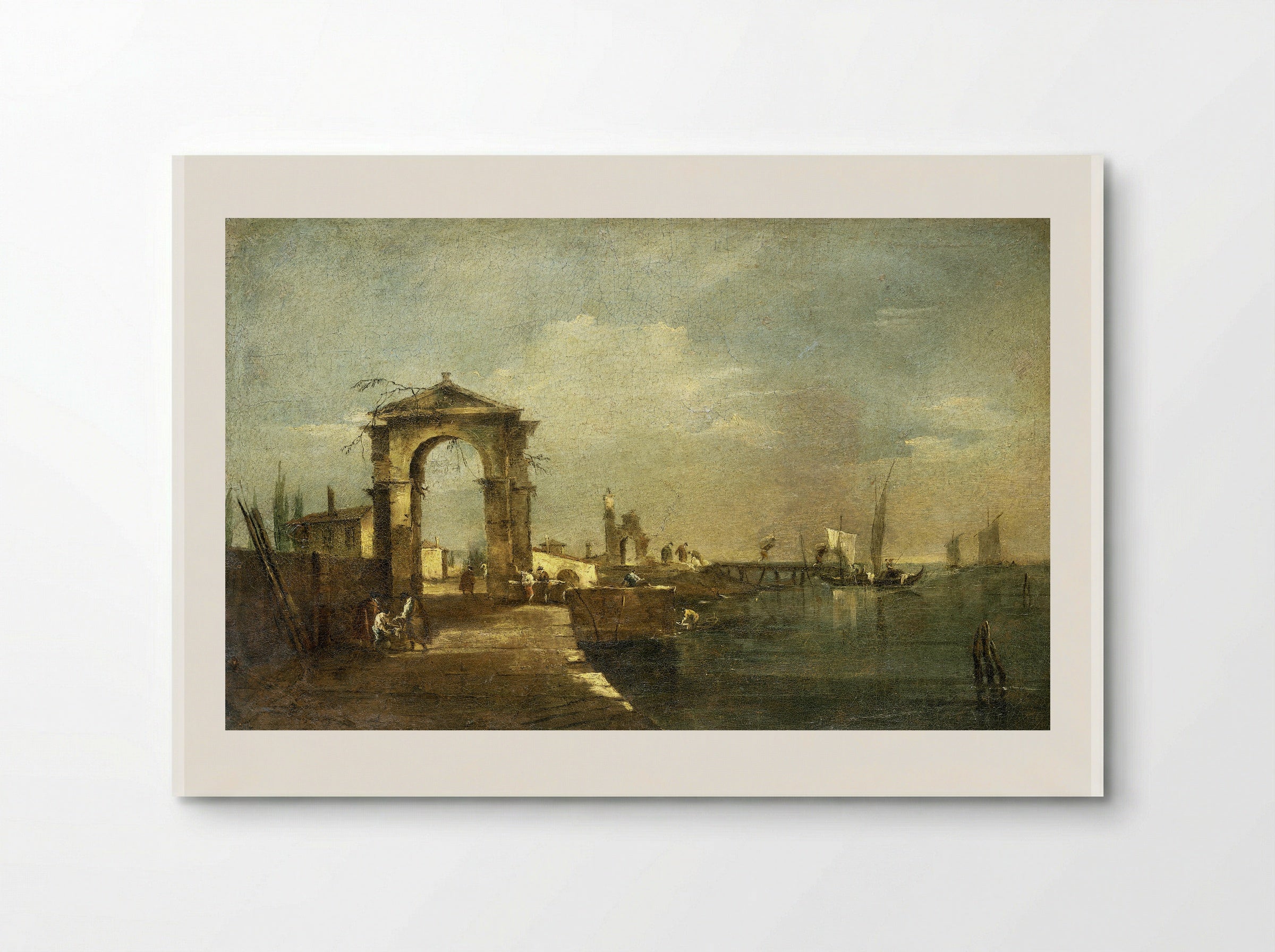 Landschap met een kade en schepen op een meer - Francesco Guardi - Poster