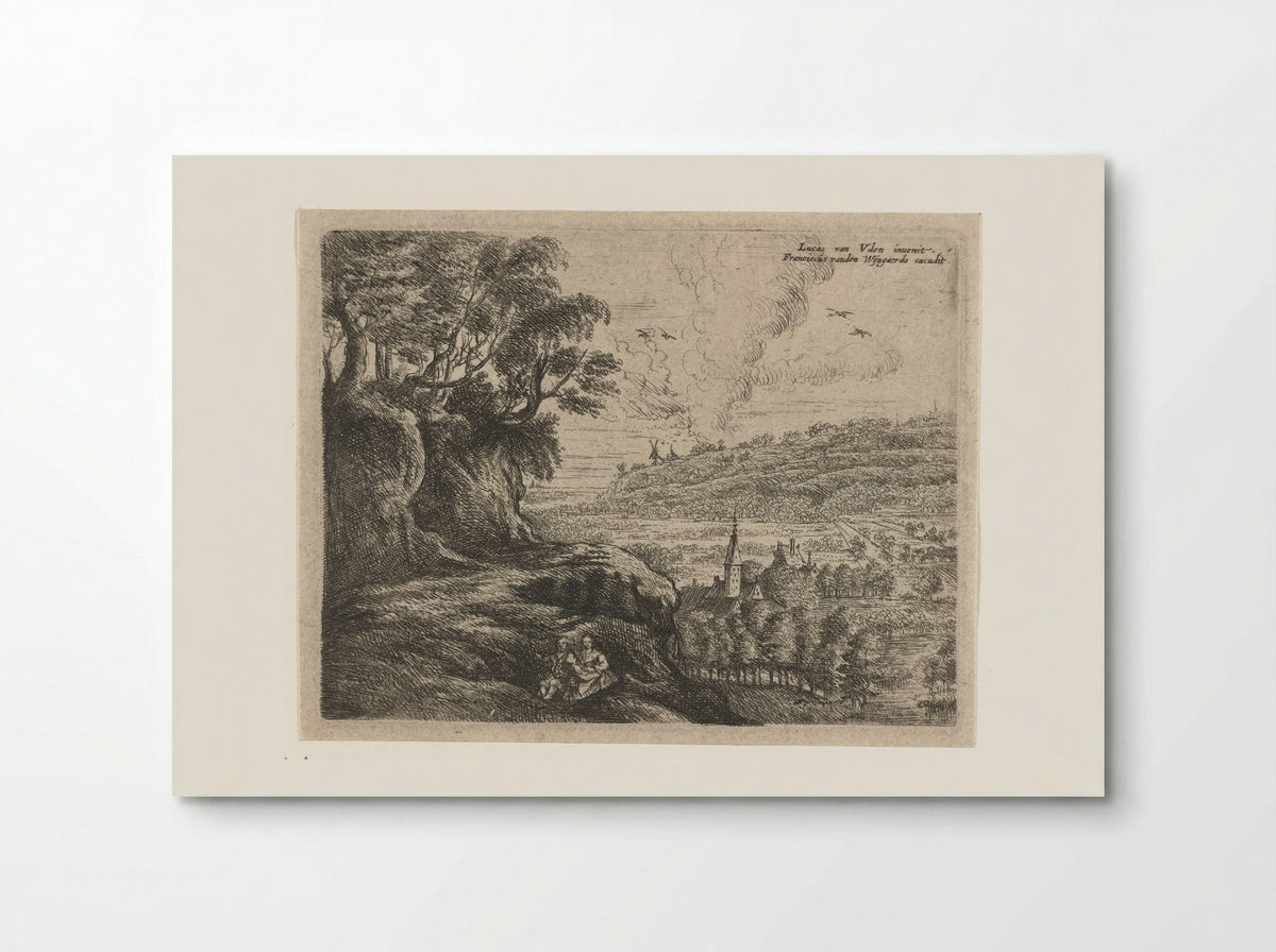 Landschap met een man, vrouw en kind - Philips Augustijn Immenraet - Poster