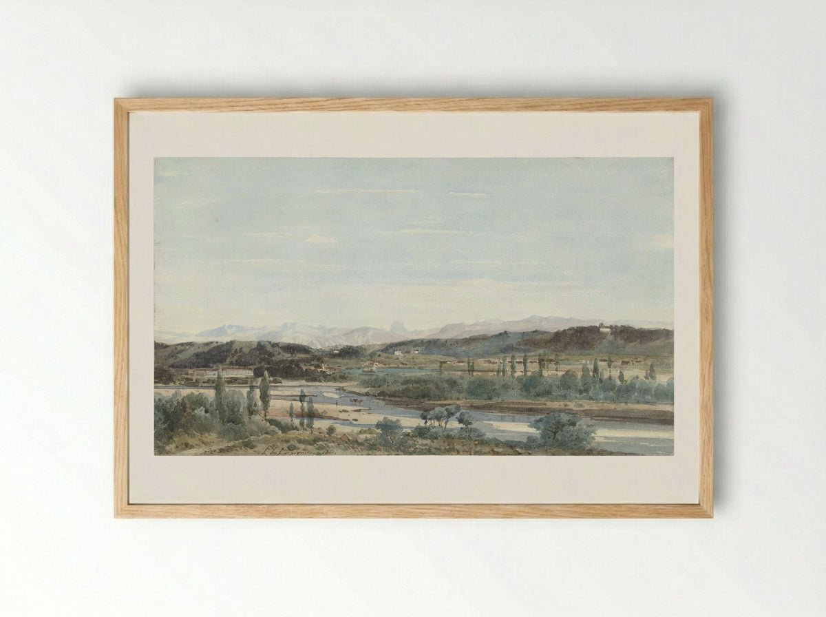Landschap met een rivierdal in Zuid Frankrijk - Henri Joseph Harpignies - Framed Print Wood