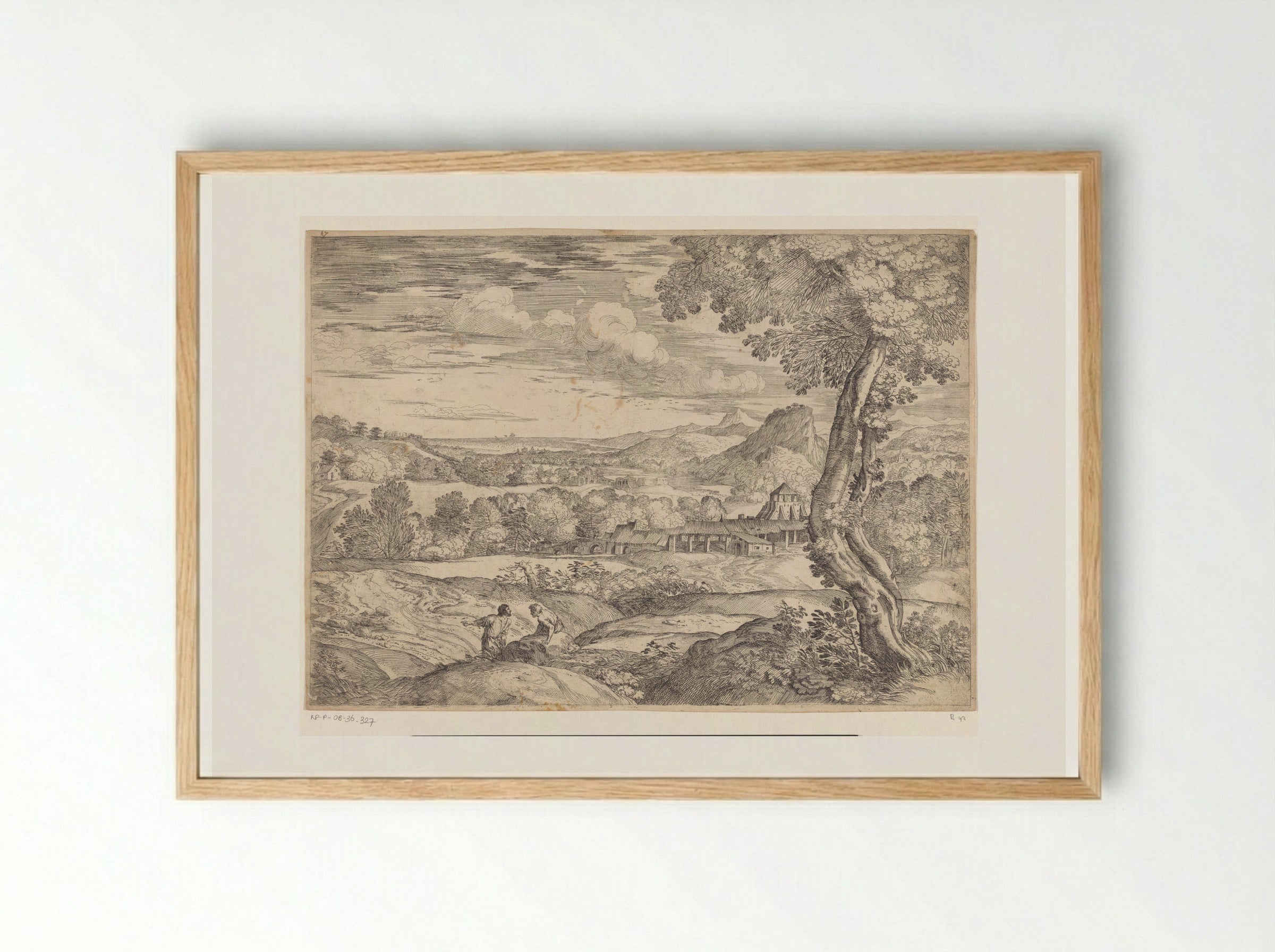 Landschap met een steenfabriek - Giovanni Francesco Grimaldi - Framed Print Wood