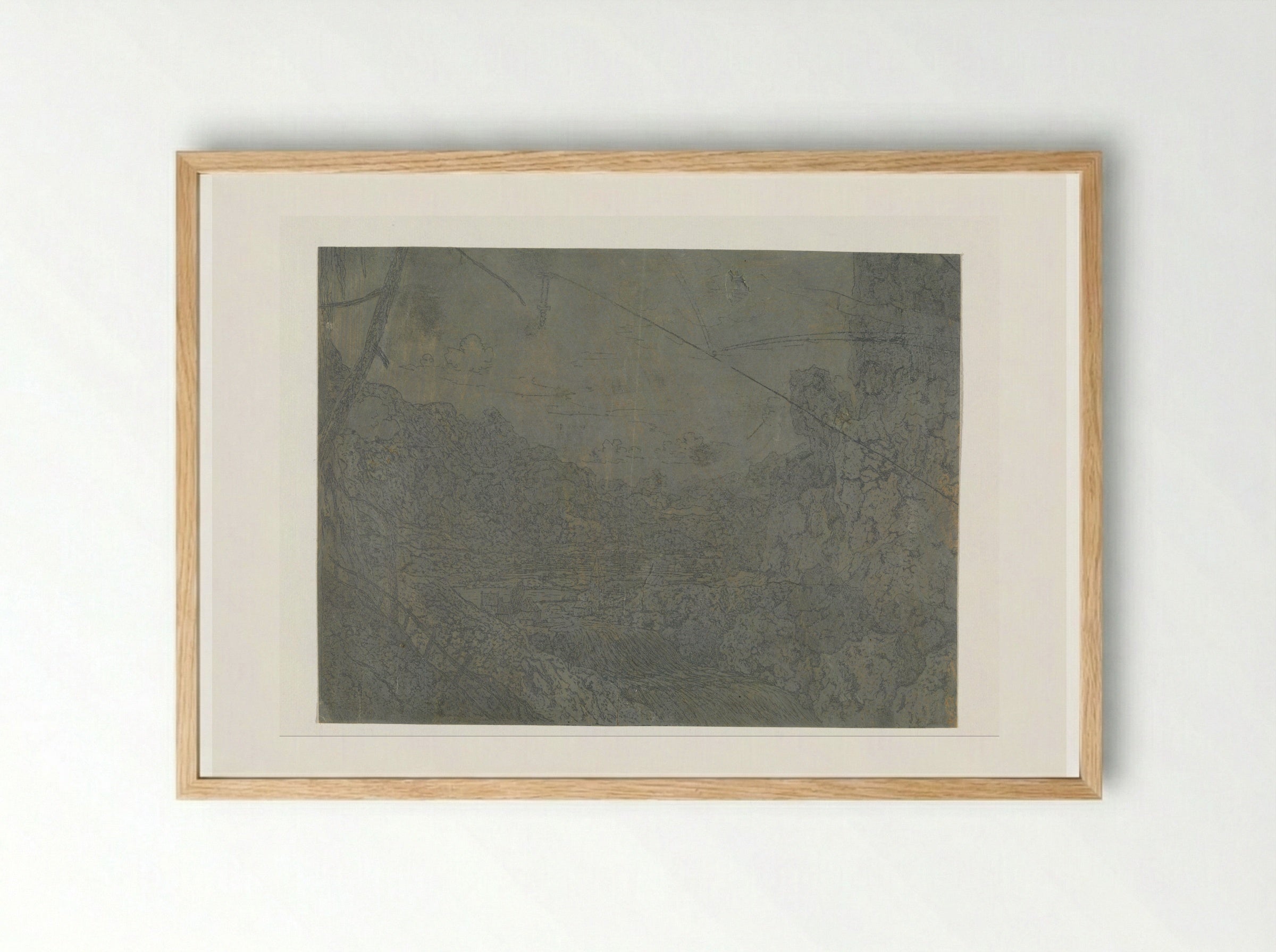 Landschap met een waterval, eerste versie - Hercules Segers - Framed Print Wood