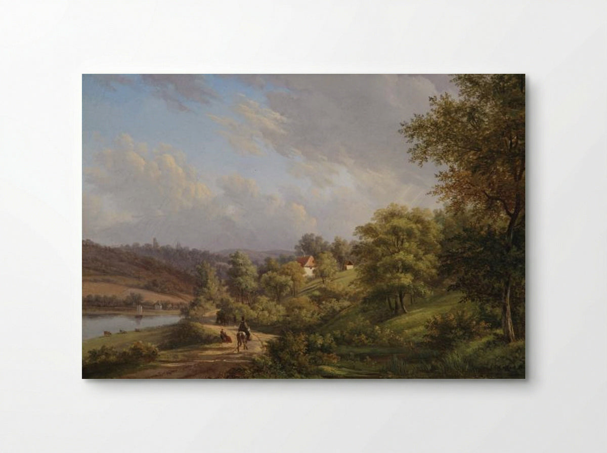 Landschap met een weg langs een water - Johannes Franciscus Christ - Poster