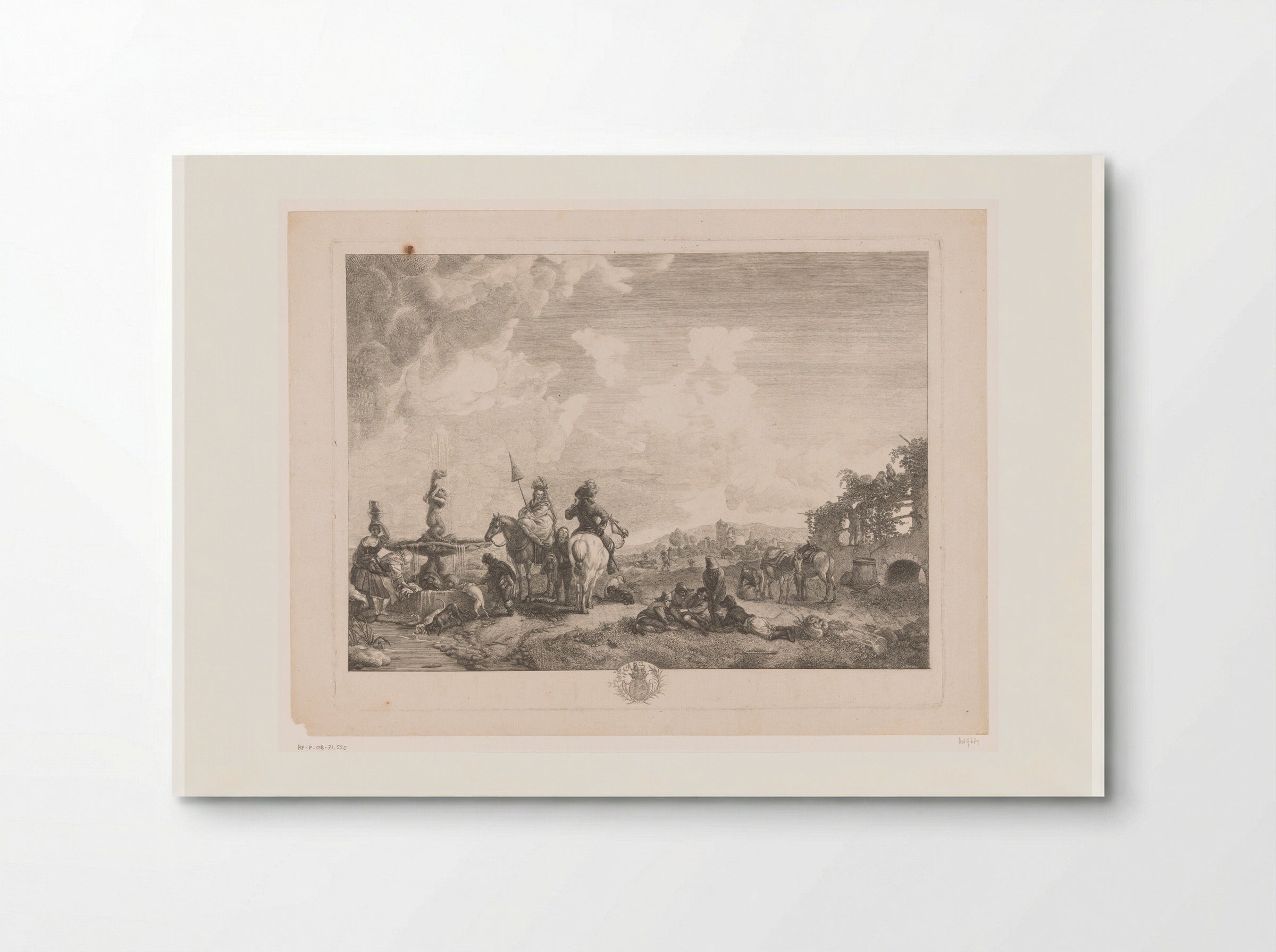 Landschap met figuren bij een fontein - Jean Moyreau - Poster