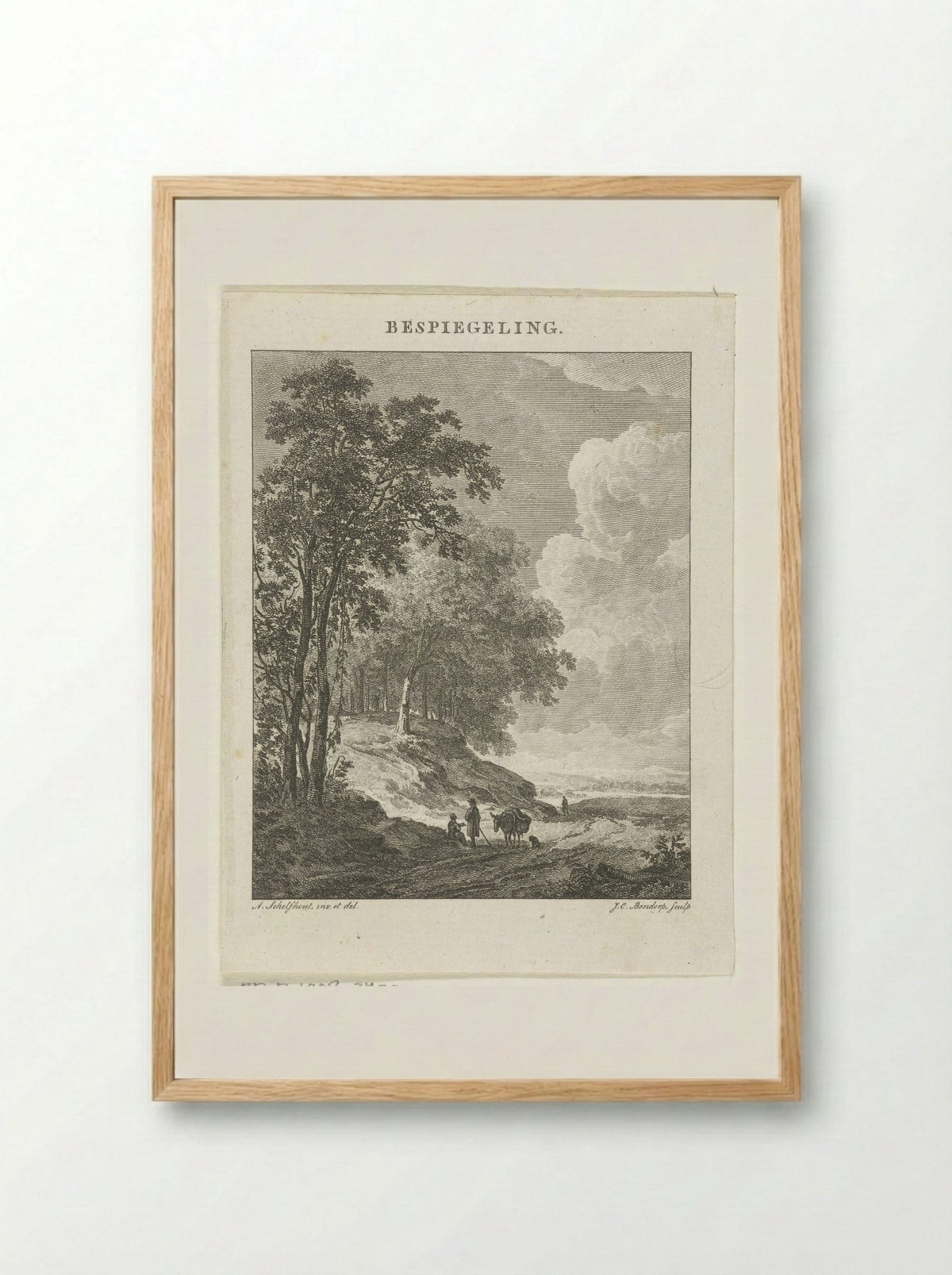Landschap met figuren - Johannes Immerzeel - Framed Print Wood
