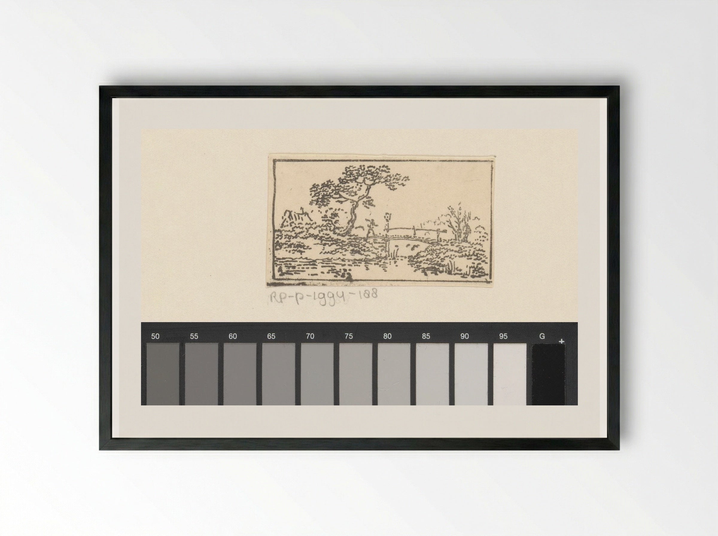 Landschap met figuur op brug - Pieter Bartholomeusz. Barbiers - Framed Print Black