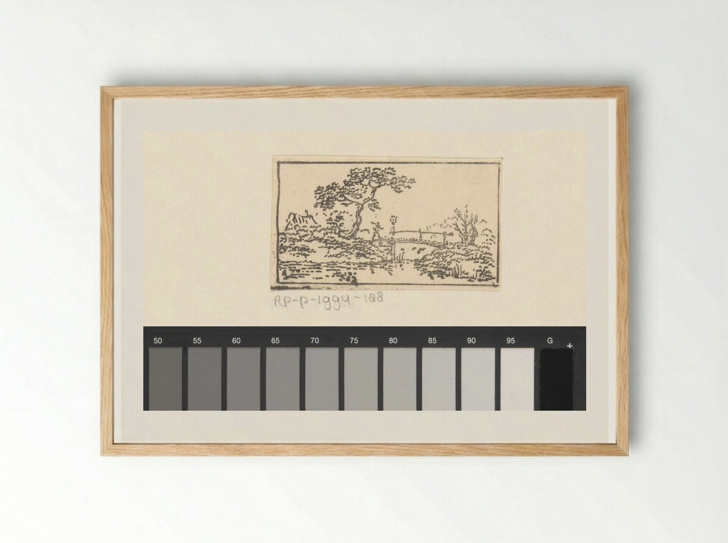 Landschap met figuur op brug - Pieter Bartholomeusz. Barbiers - Framed Print Wood