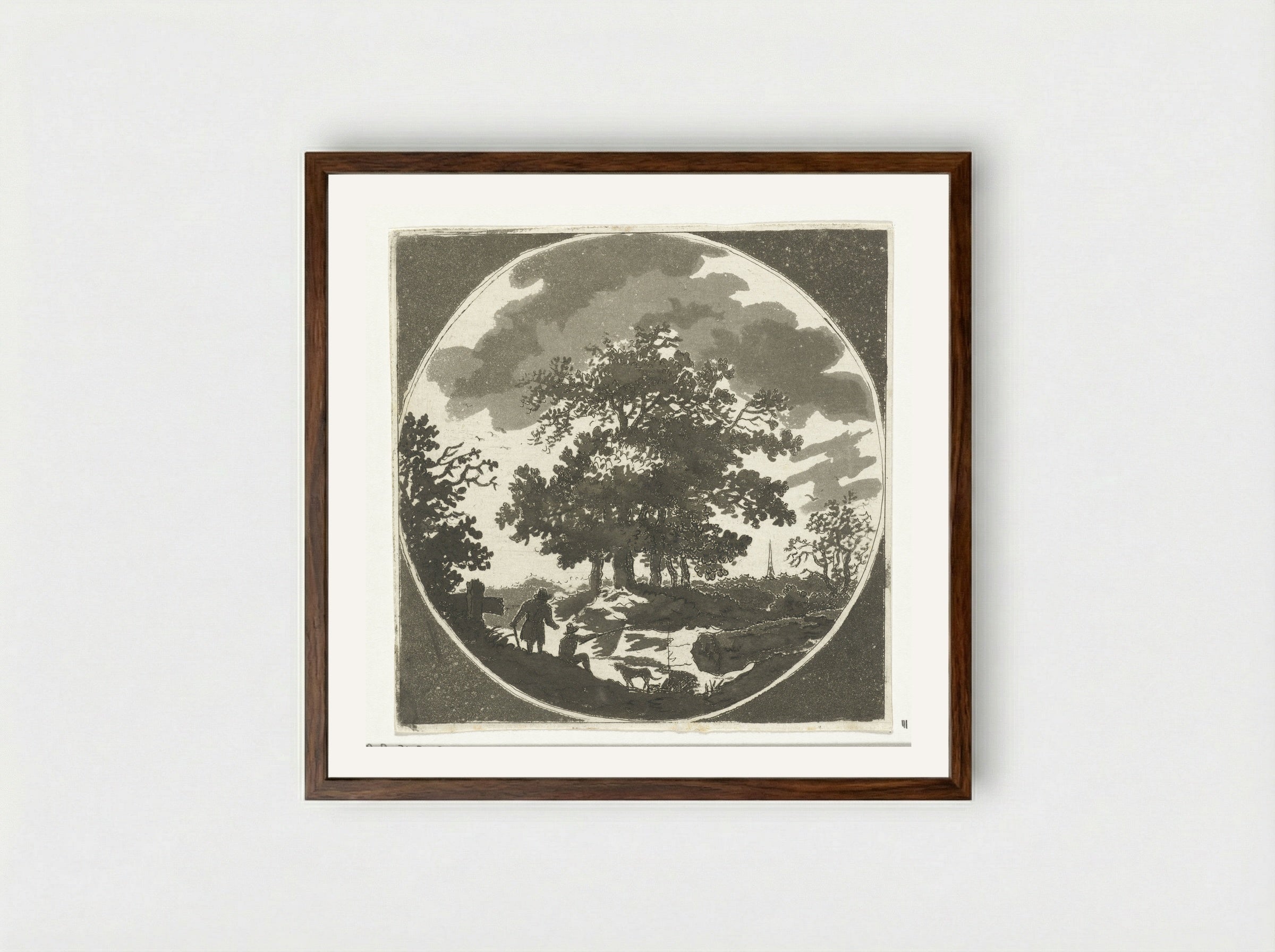 Landschap met hengelaar - Anthonie van den Bos - Framed Print Dark Wood