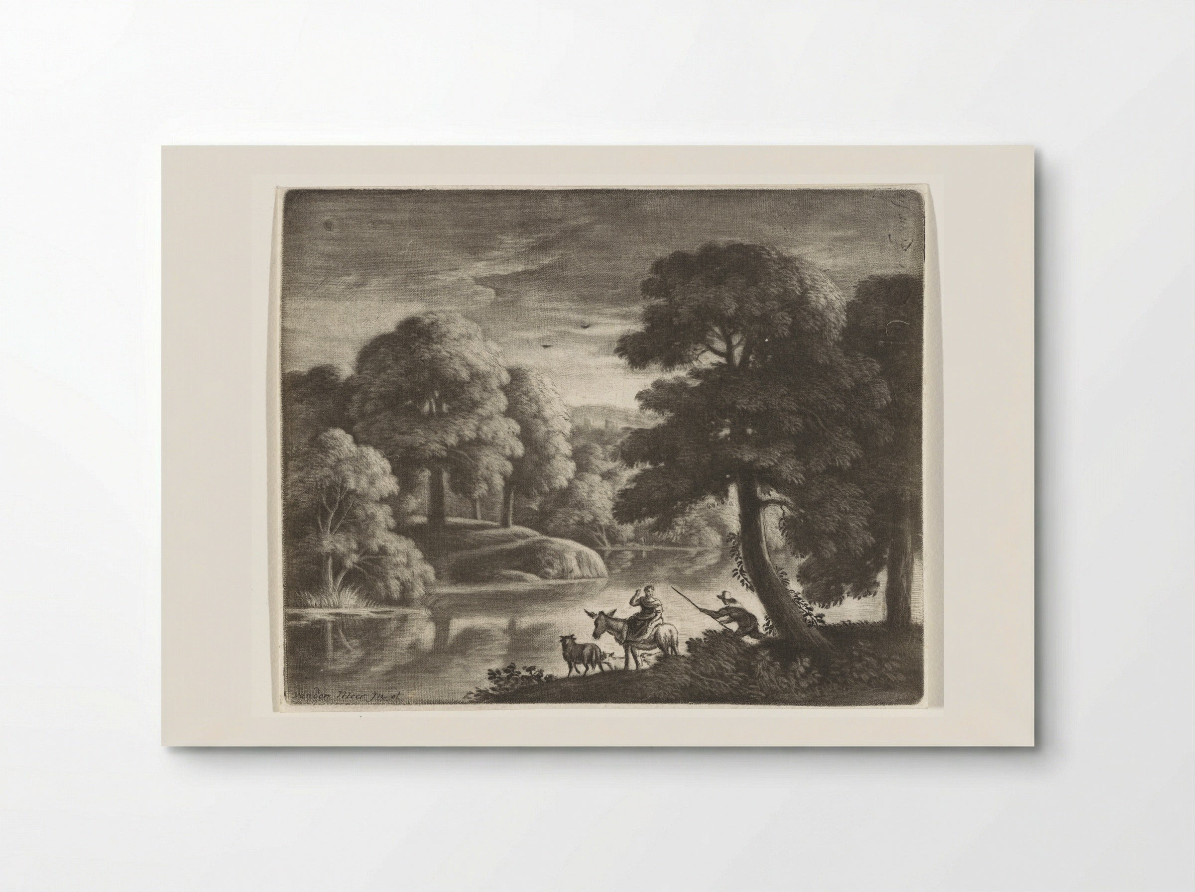 Landschap met herder en herderin - Pieter Louw - Poster