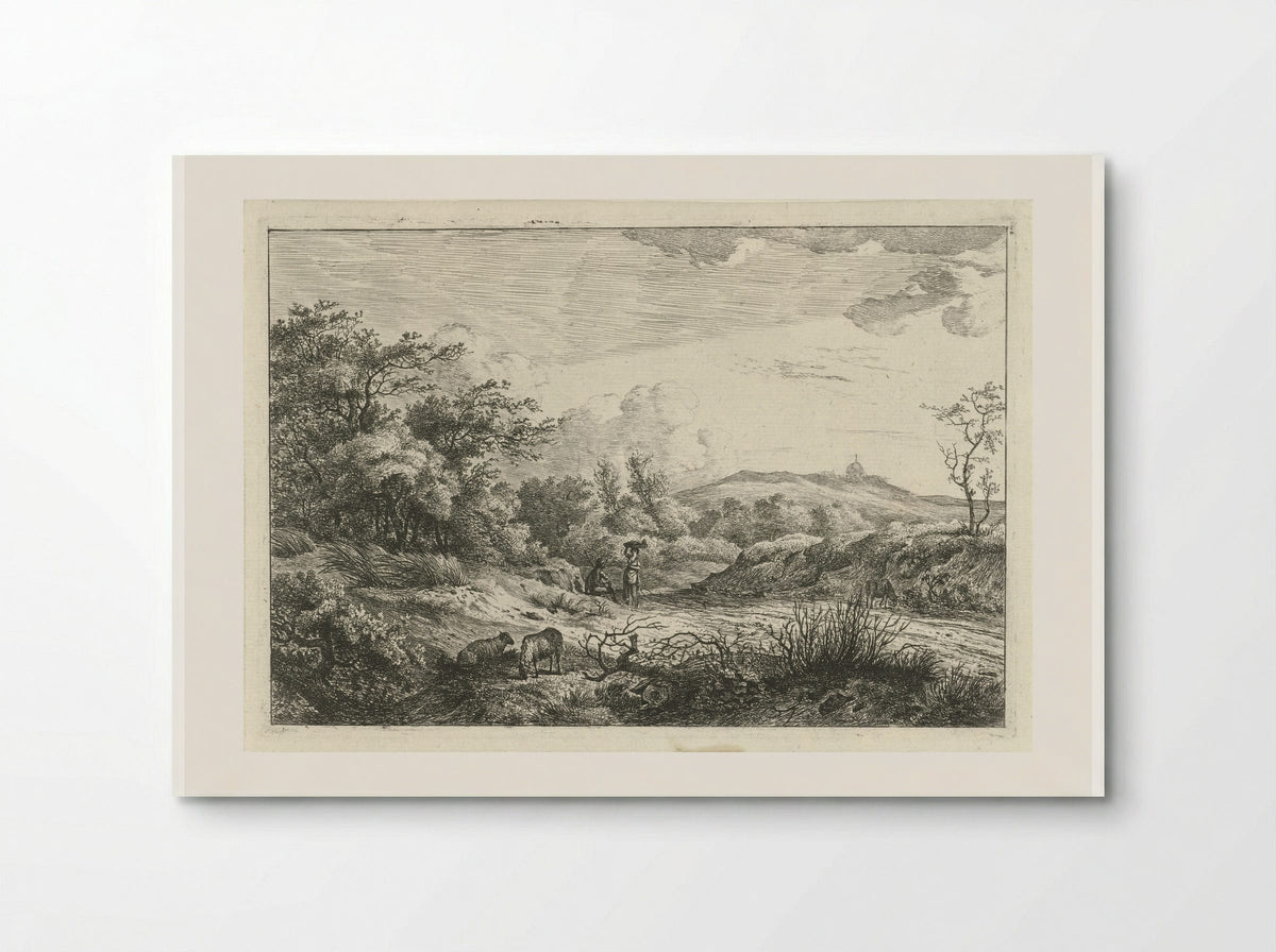 Landschap met herder en vrouw - Hermanus Fock - Poster