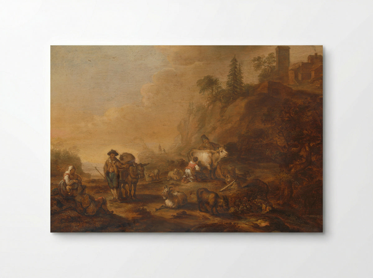 Landschap met herders en vee - Cornelis de Bie - Poster