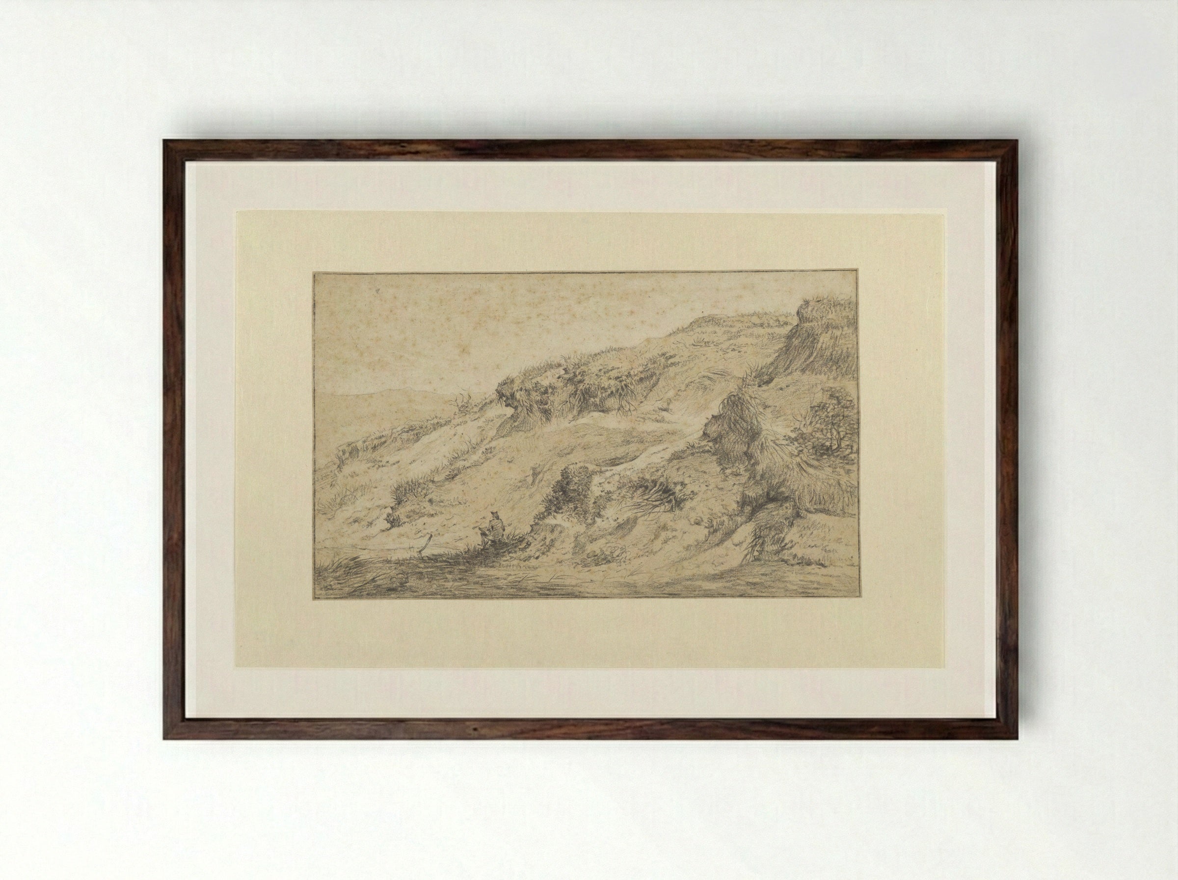 Landschap met houtsprokkelaar - Hermanus Fock - Framed Print Dark Wood