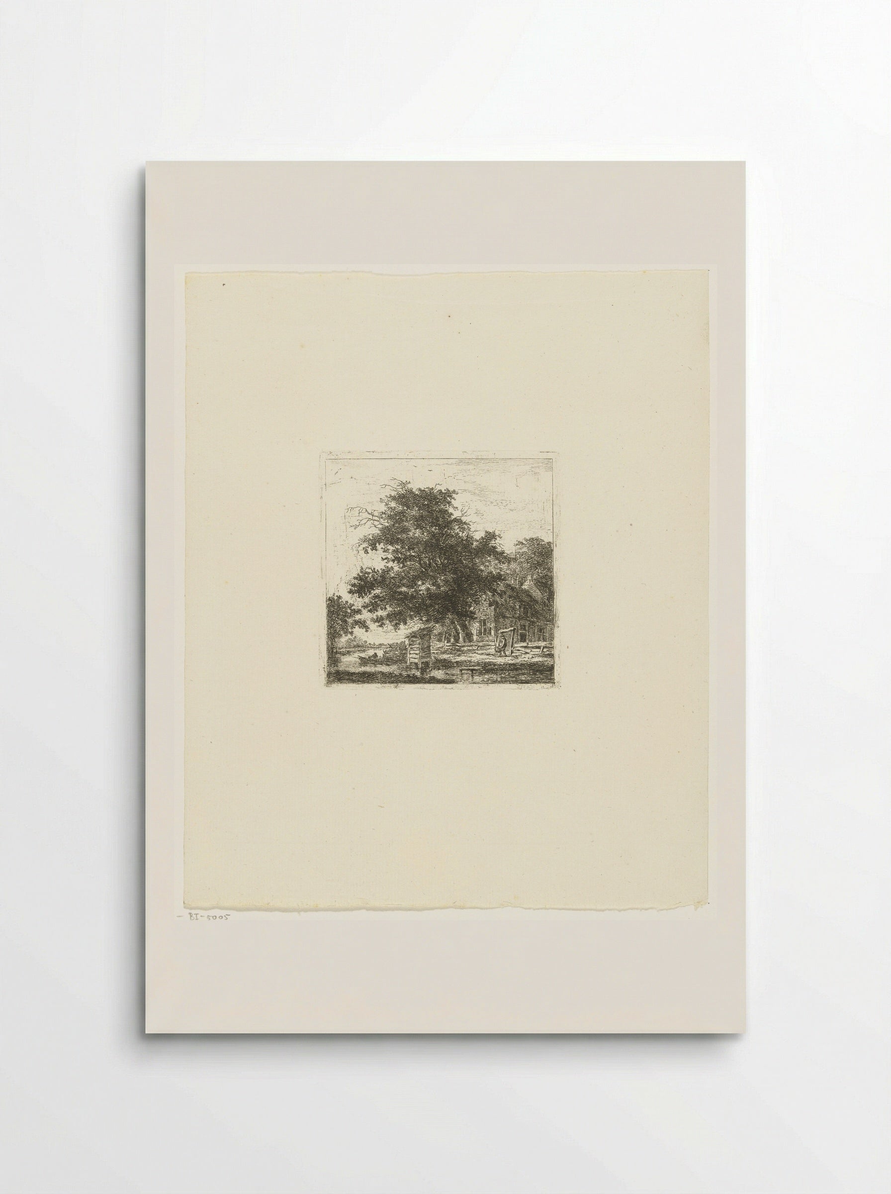 Landschap met huis en visser in een boot - Hermanus van Brussel - Poster
