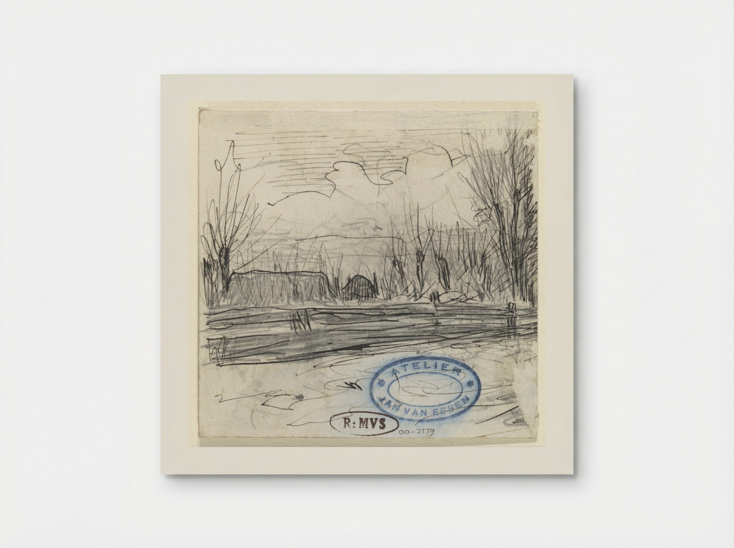 Landschap met huis tussen bomen achter hek - Jan van Essen - Poster