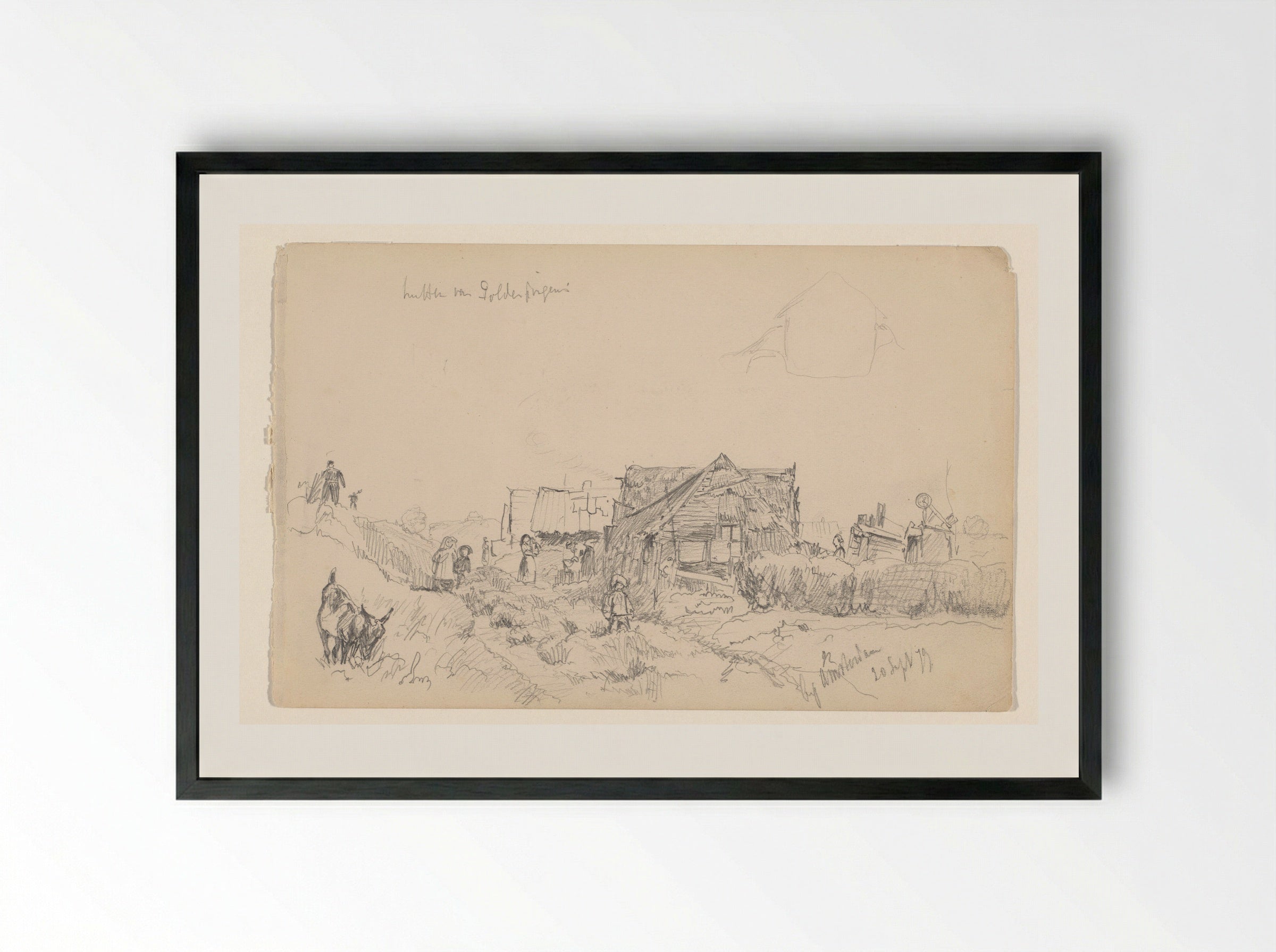 Landschap met hutten bij Amsterdam - Jan Hoynck van Papendrecht - Framed Print Black