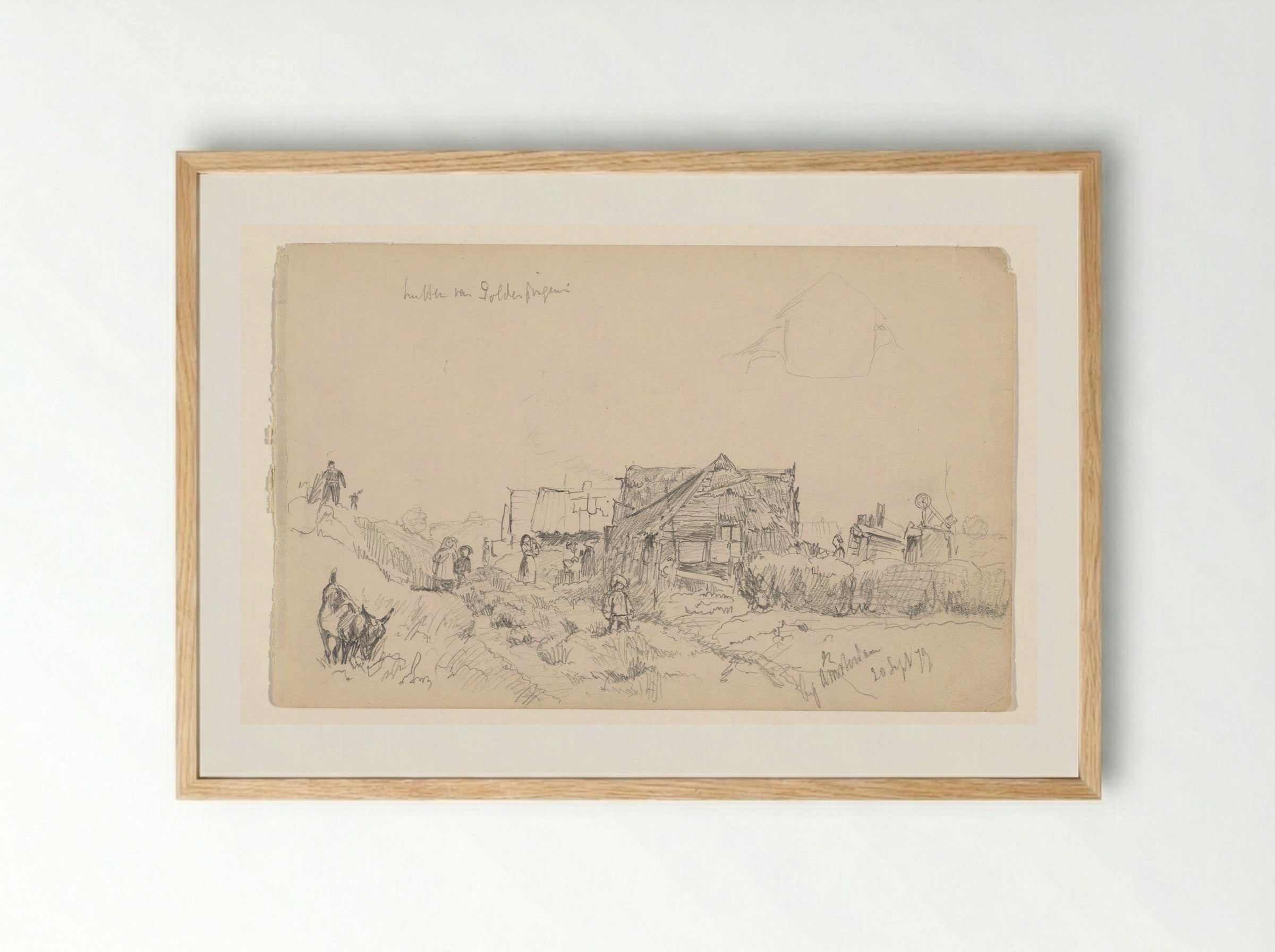 Landschap met hutten bij Amsterdam - Jan Hoynck van Papendrecht - Framed Print Wood
