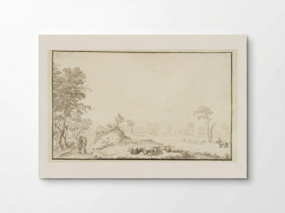 Landschap met koeien en wandelaars - Jan Matthysz. - Poster