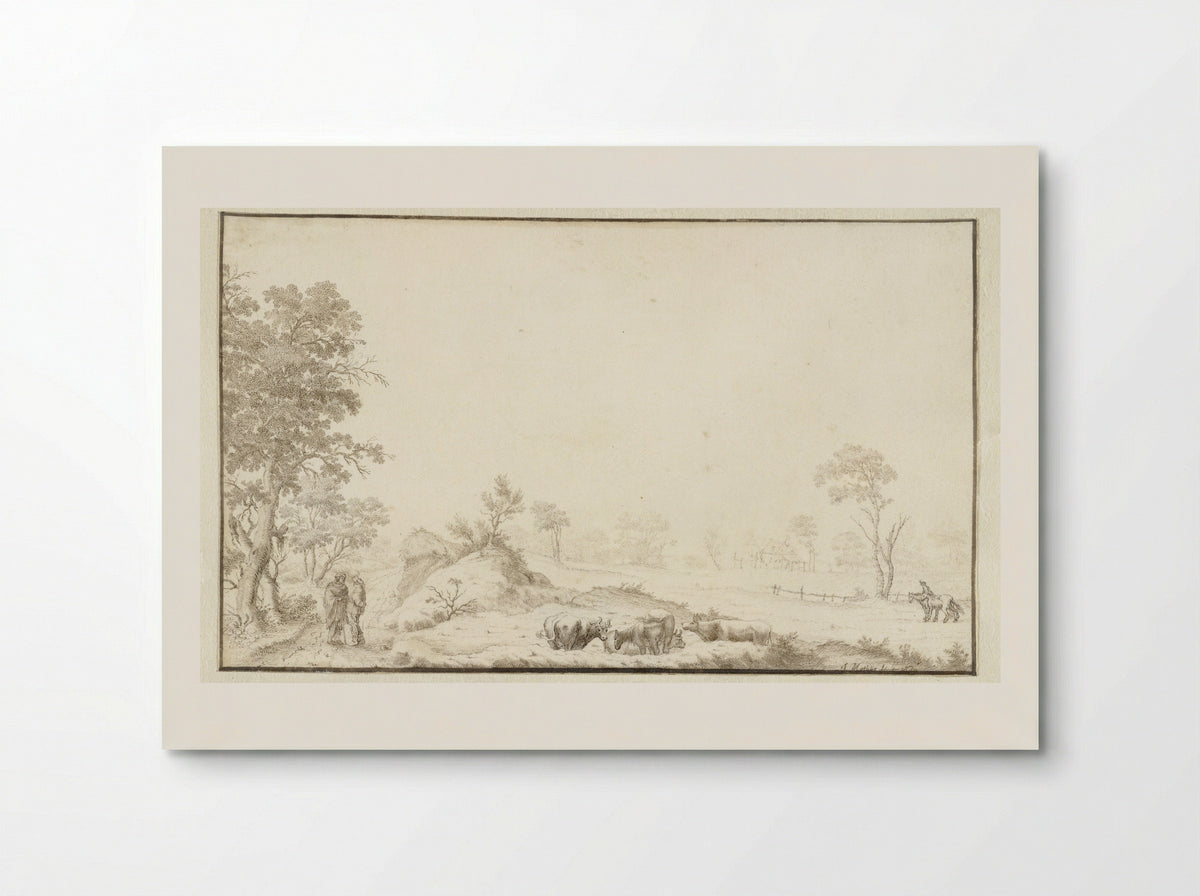 Landschap met koeien en wandelaars - Jan Matthysz. - Poster