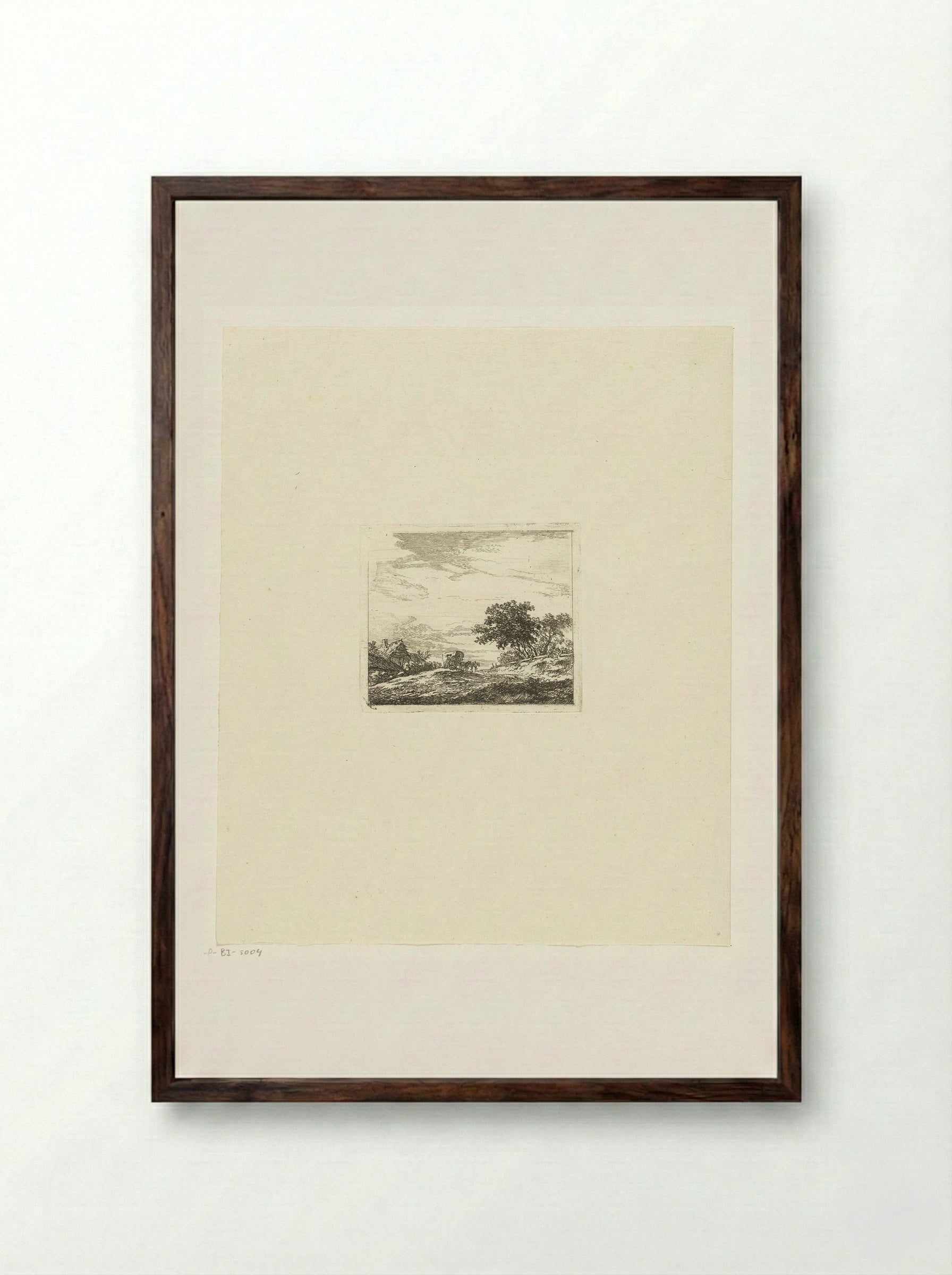 Landschap met koets - Hermanus van Brussel - Framed Print Dark Wood