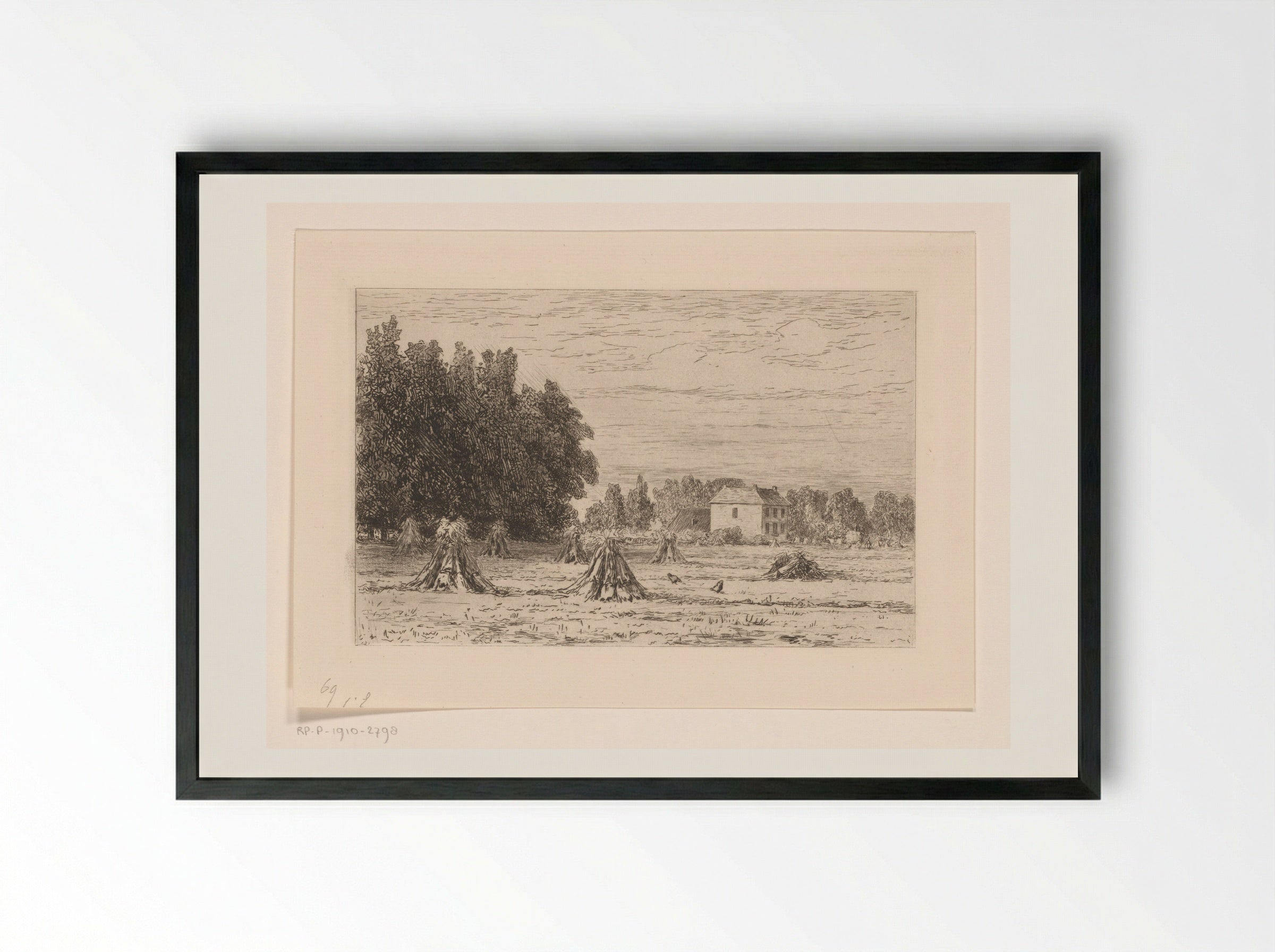 Landschap met korenschoven - Carel Nicolaas Storm van 's-Gravesande - Framed Print Black