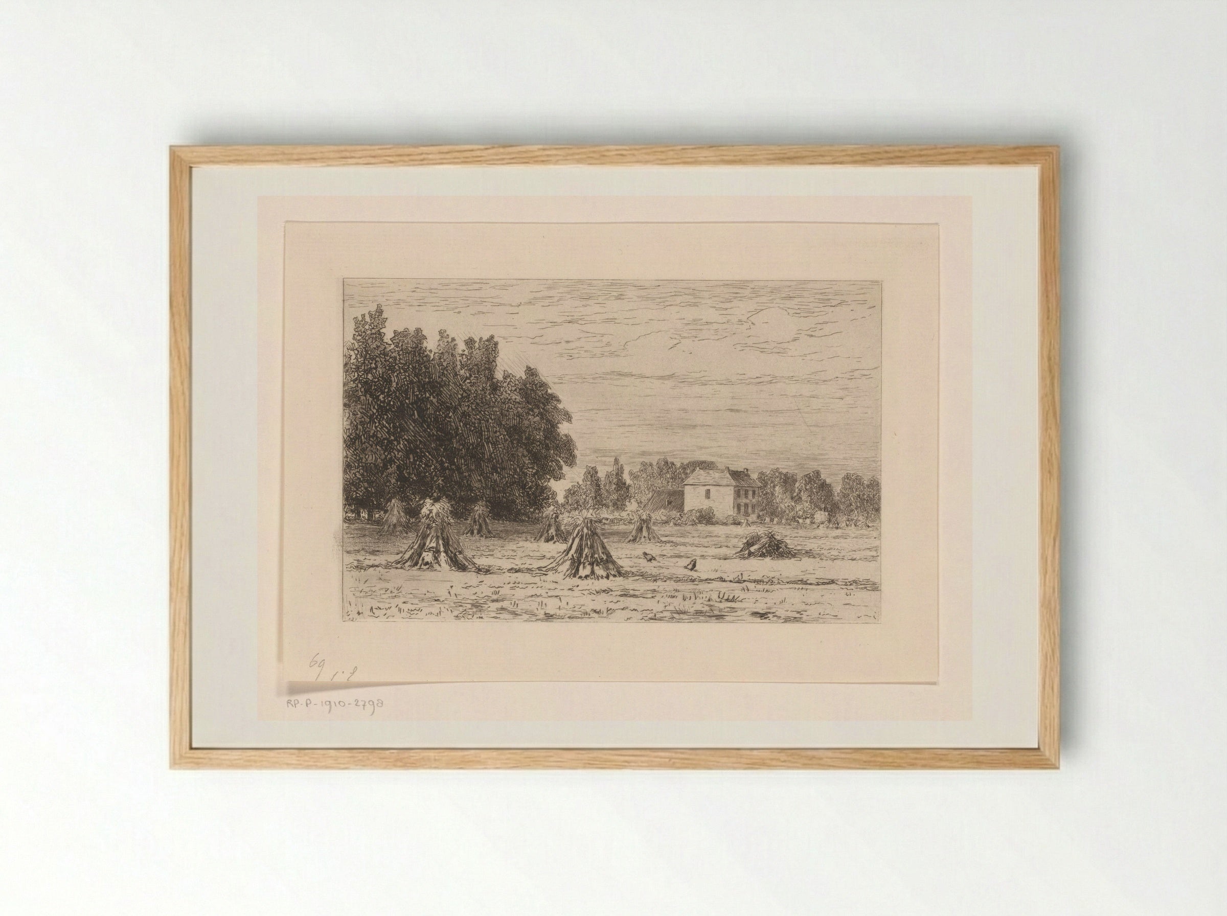 Landschap met korenschoven - Carel Nicolaas Storm van 's-Gravesande - Framed Print Wood