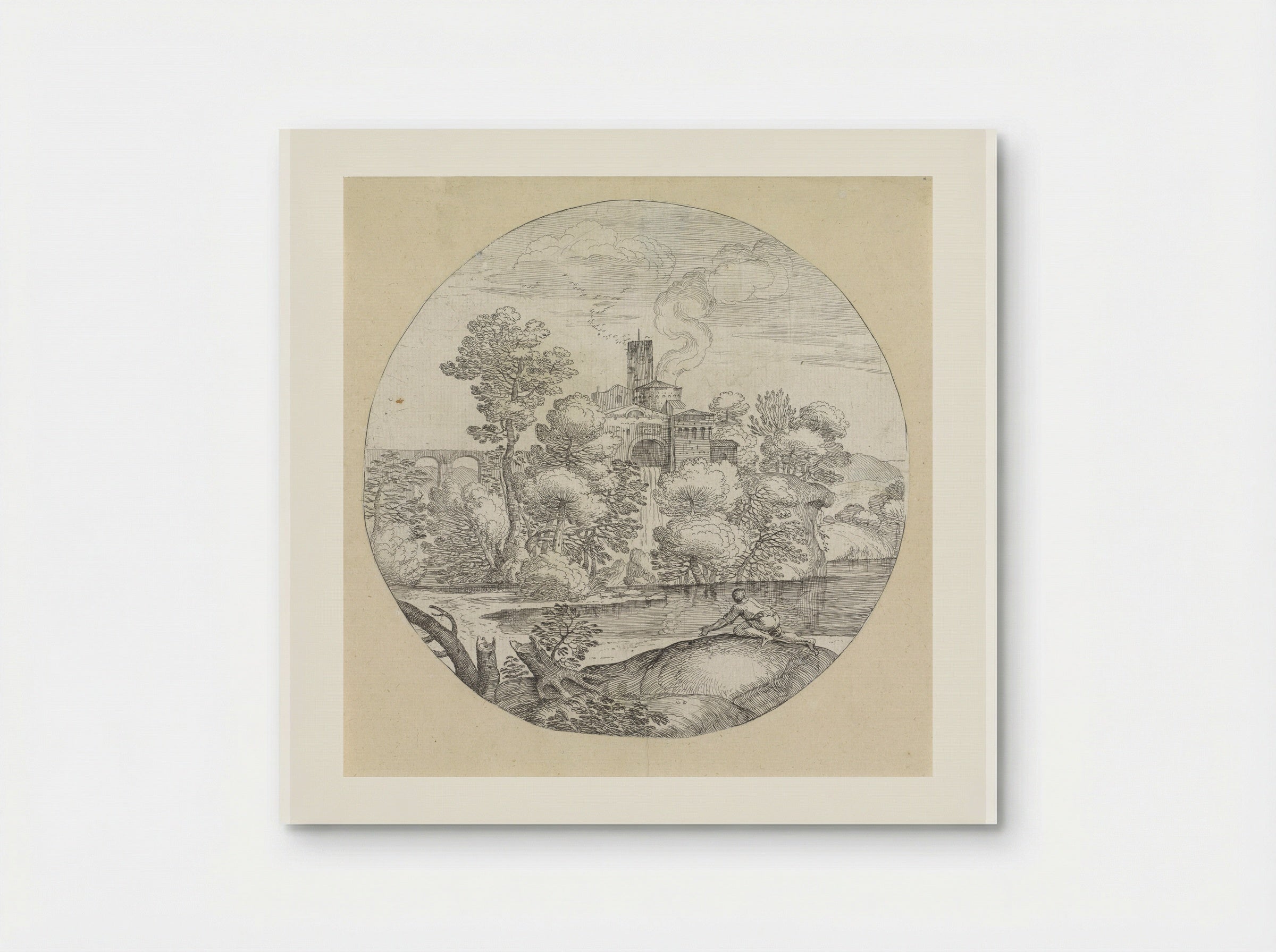 Landschap met kruipende man - Giovanni Francesco Grimaldi - Poster