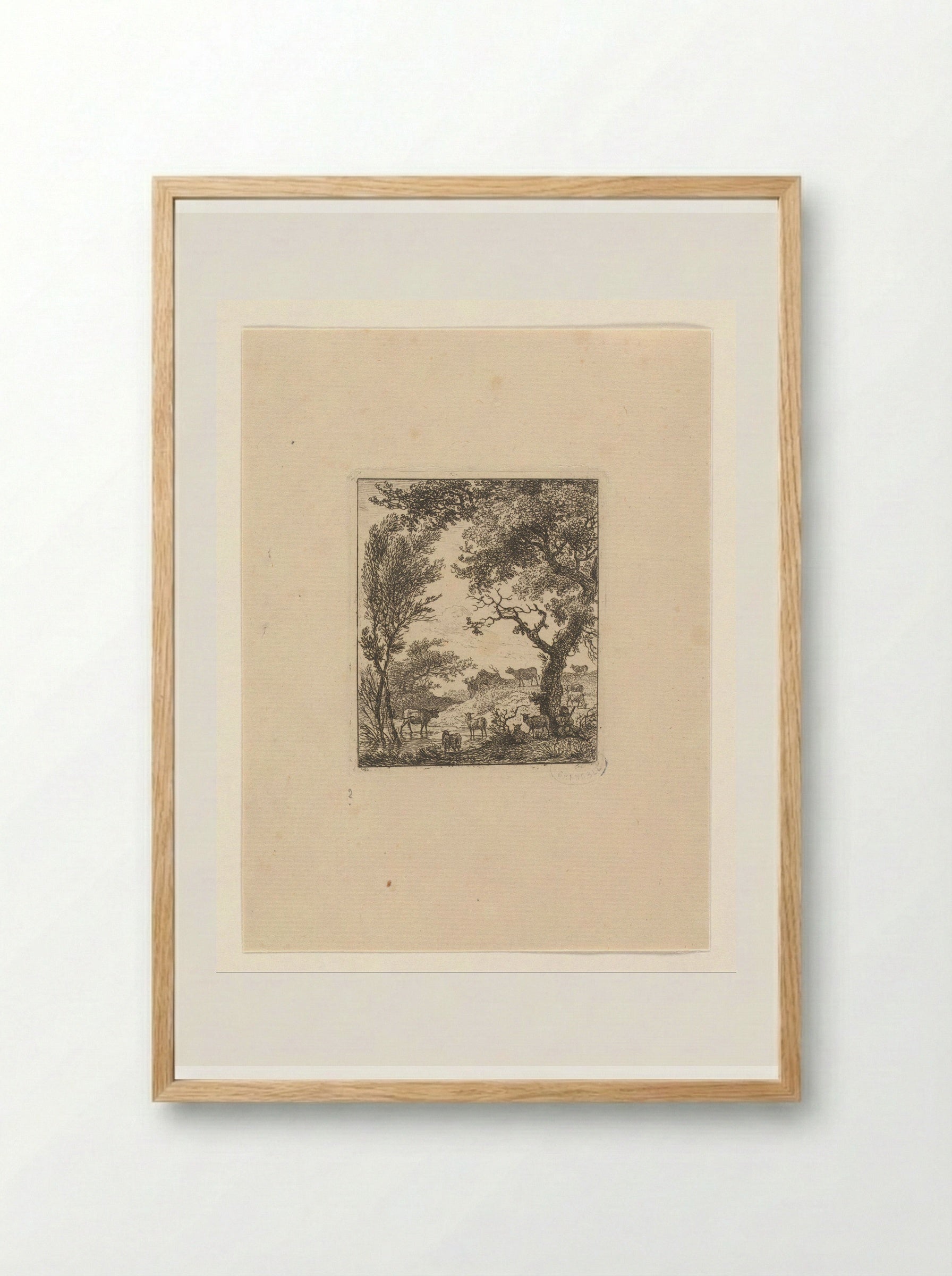 Landschap met kudde vee - Hermanus Fock - Framed Print Wood