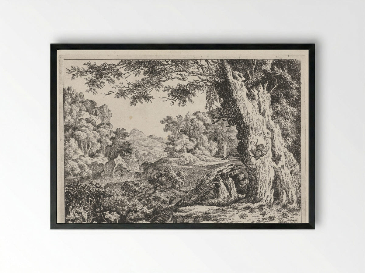 Landschap met mieren en bijen - Johan le Ducq - Framed Print Black