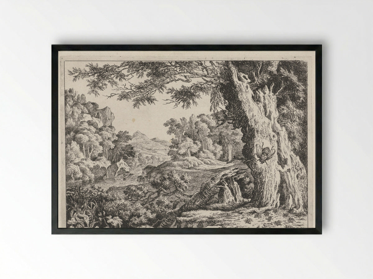 Landschap met mieren en bijen - Johan le Ducq - Framed Print Black