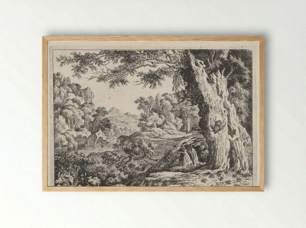 Landschap met mieren en bijen - Johan le Ducq - Framed Print Wood