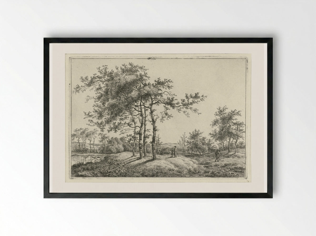 Landschap met moeder en kind - Hermanus Fock - Framed Print Black