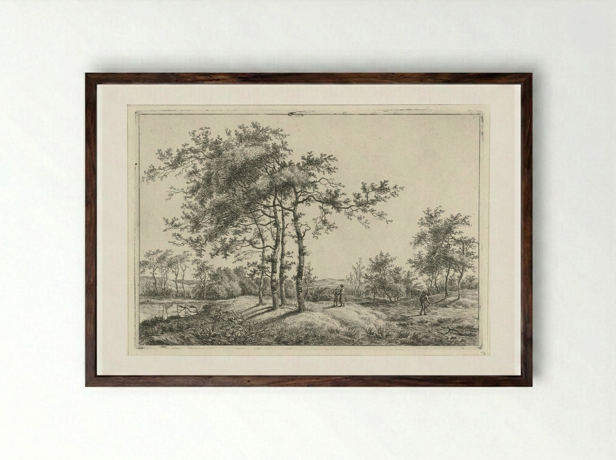 Landschap met moeder en kind - Hermanus Fock - Framed Print Dark Wood
