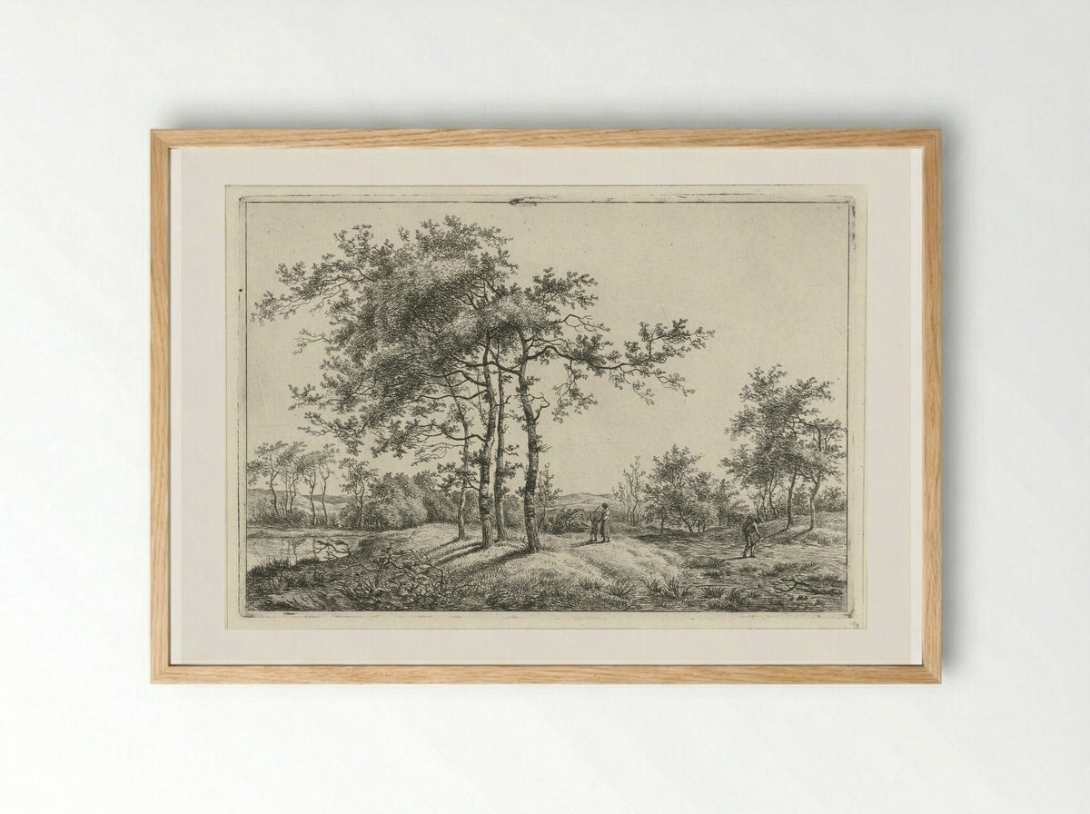 Landschap met moeder en kind - Hermanus Fock - Framed Print Wood