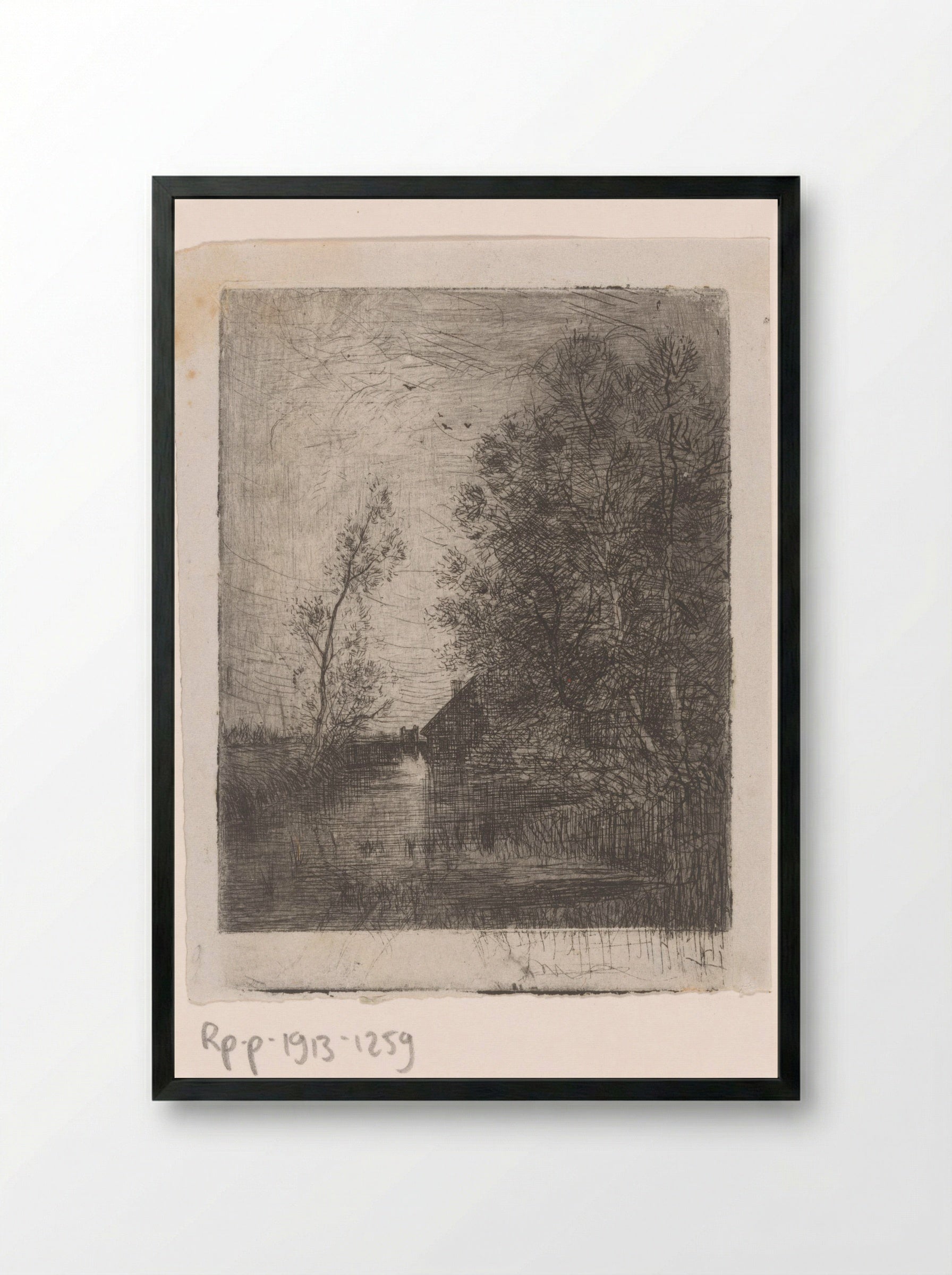 Landschap met molen aan het water - Philip Zilcken - Framed Print Black