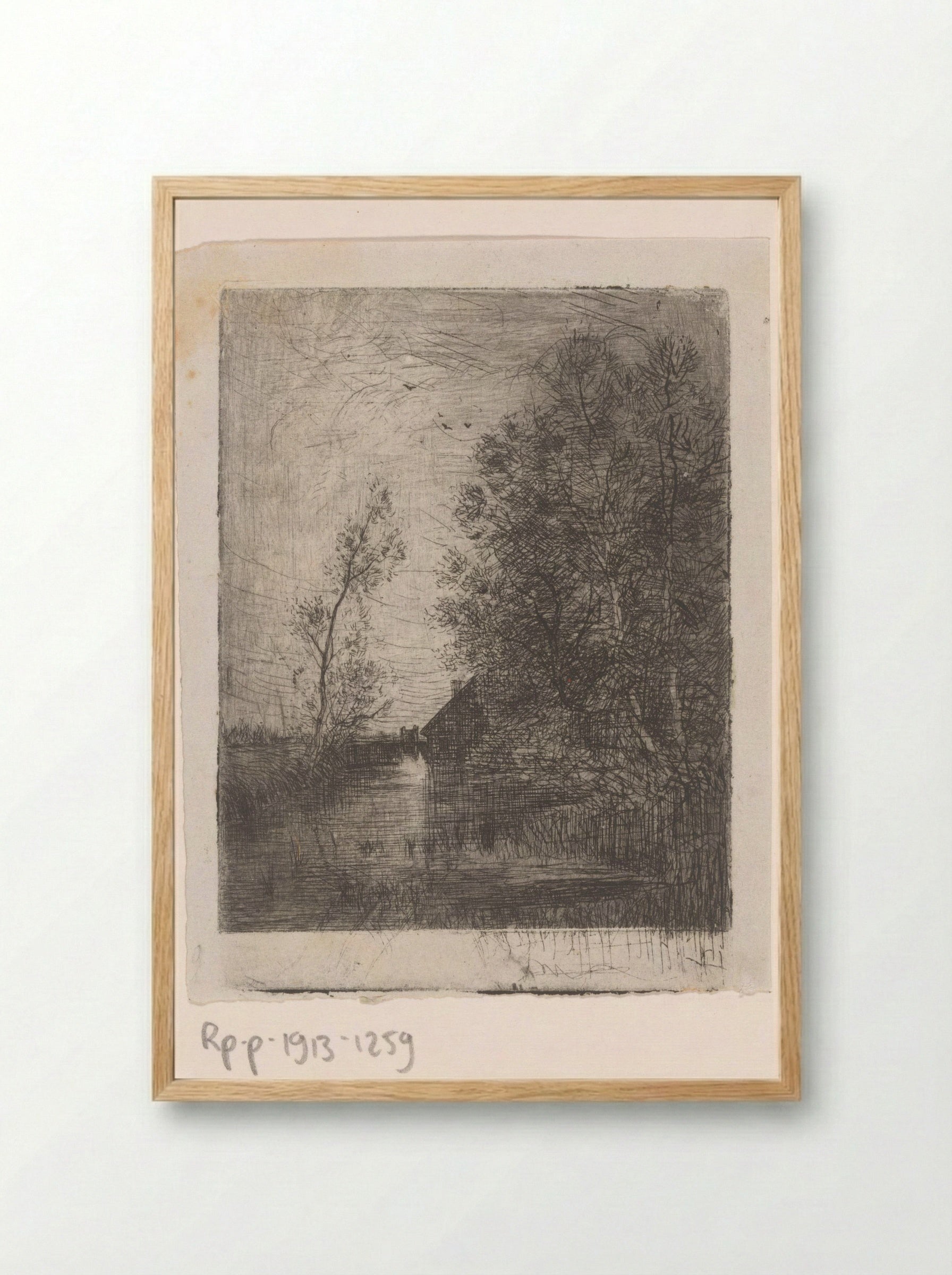 Landschap met molen aan het water - Philip Zilcken - Framed Print Wood