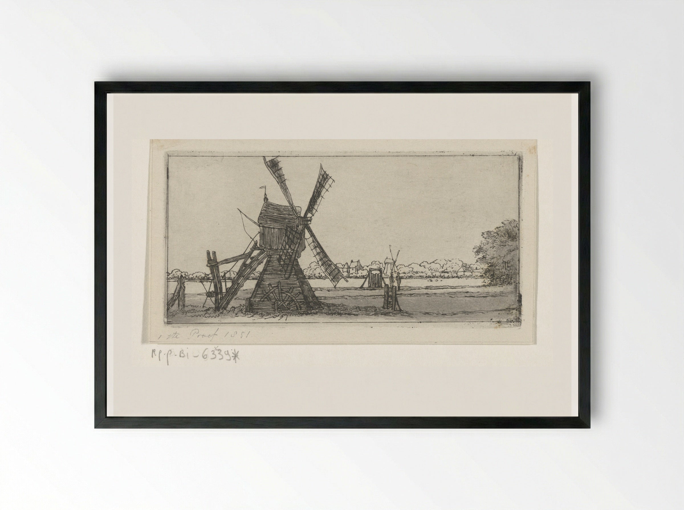 Landschap met molen - Jacobus Ludovicus Cornet - Framed Print Black