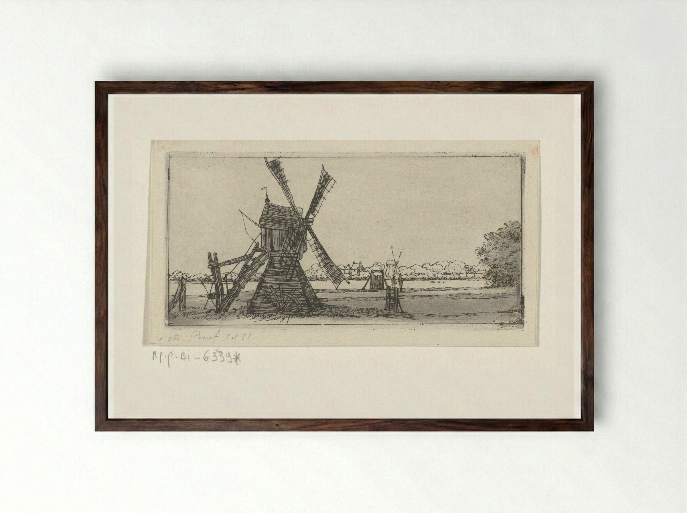 Landschap met molen - Jacobus Ludovicus Cornet - Framed Print Dark Wood
