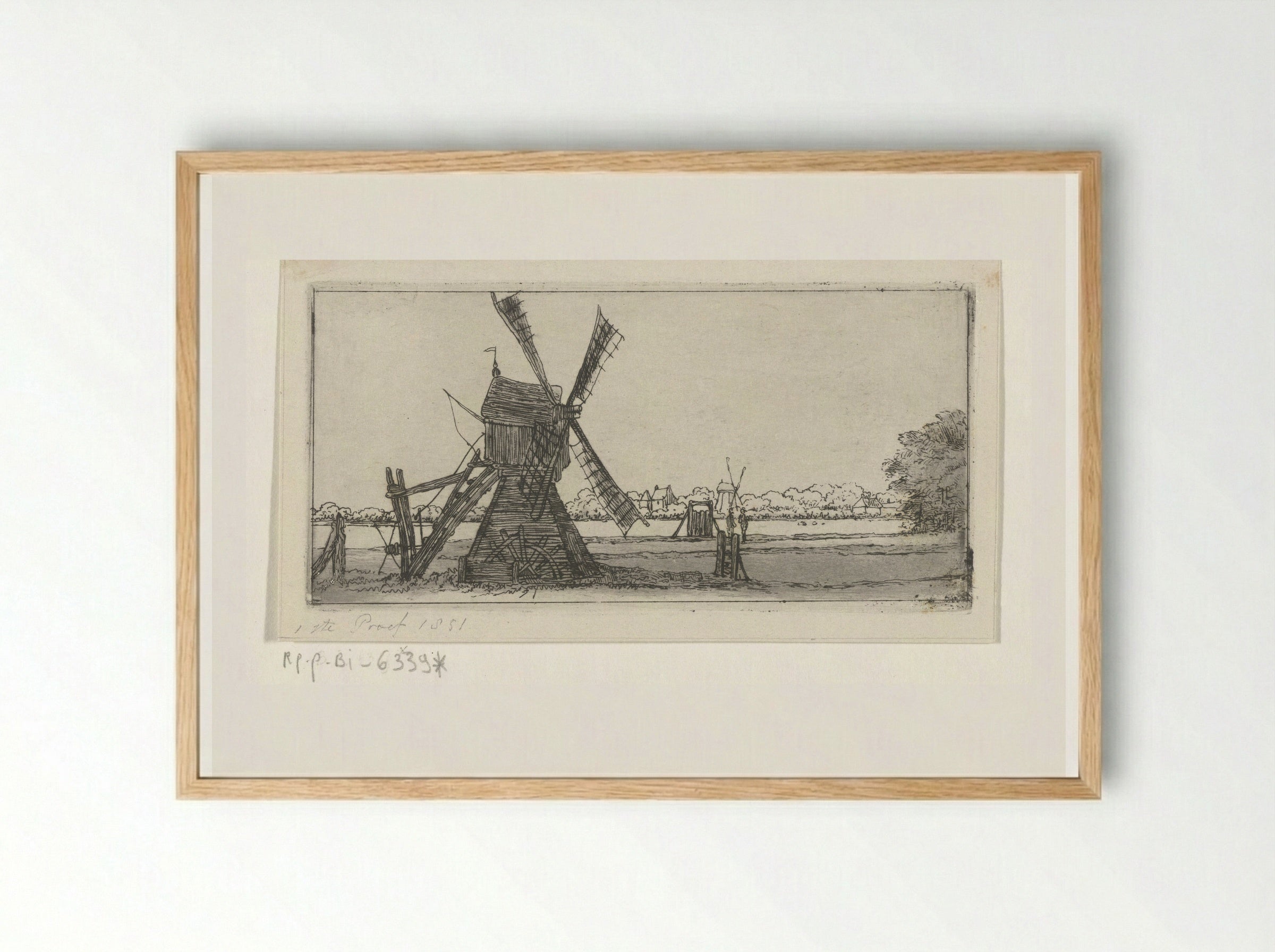 Landschap met molen - Jacobus Ludovicus Cornet - Framed Print Wood