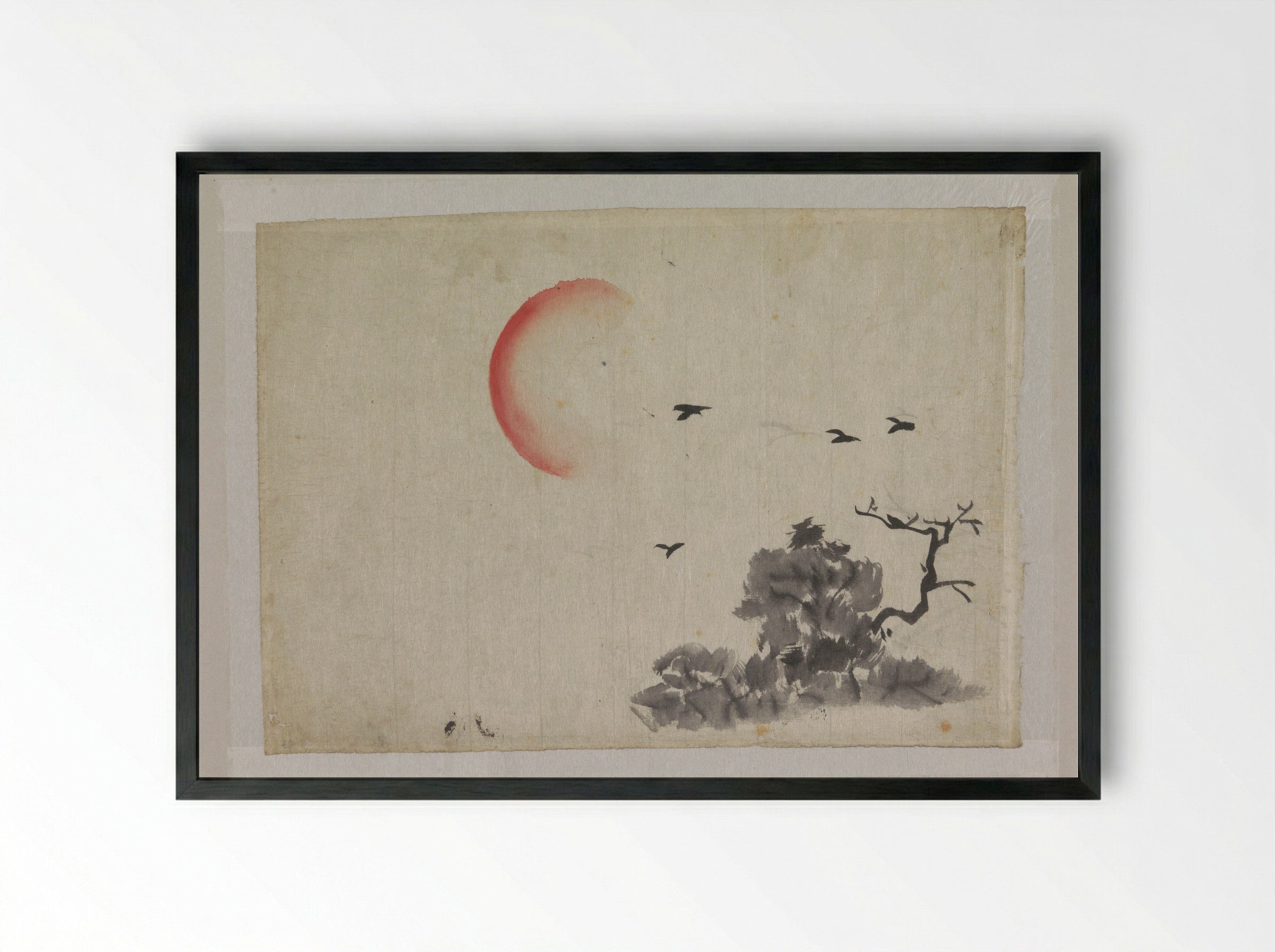 Landschap met ondergaande zon - Ichirakasai - Framed Print Black