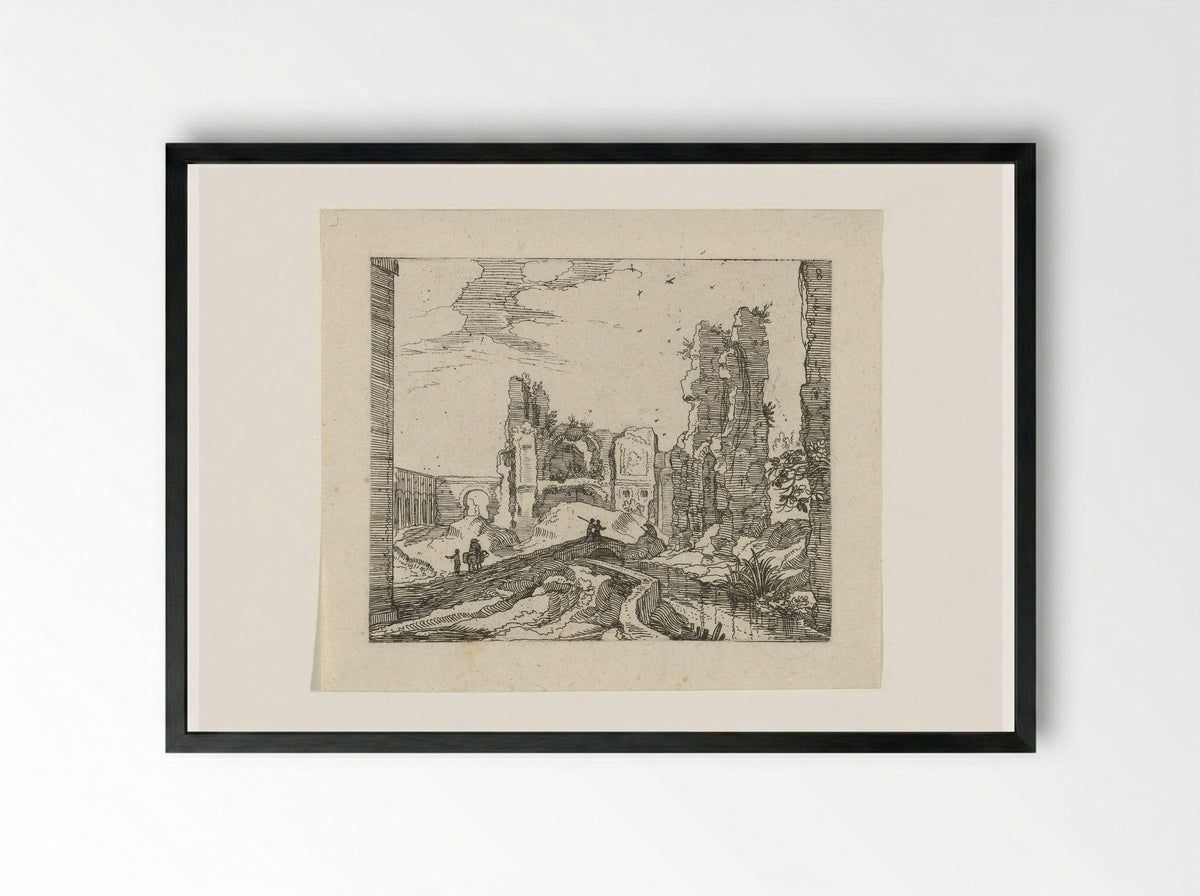Landschap met poort en ruïne - Guilliam van Nieulandt (II) - Framed Print Black