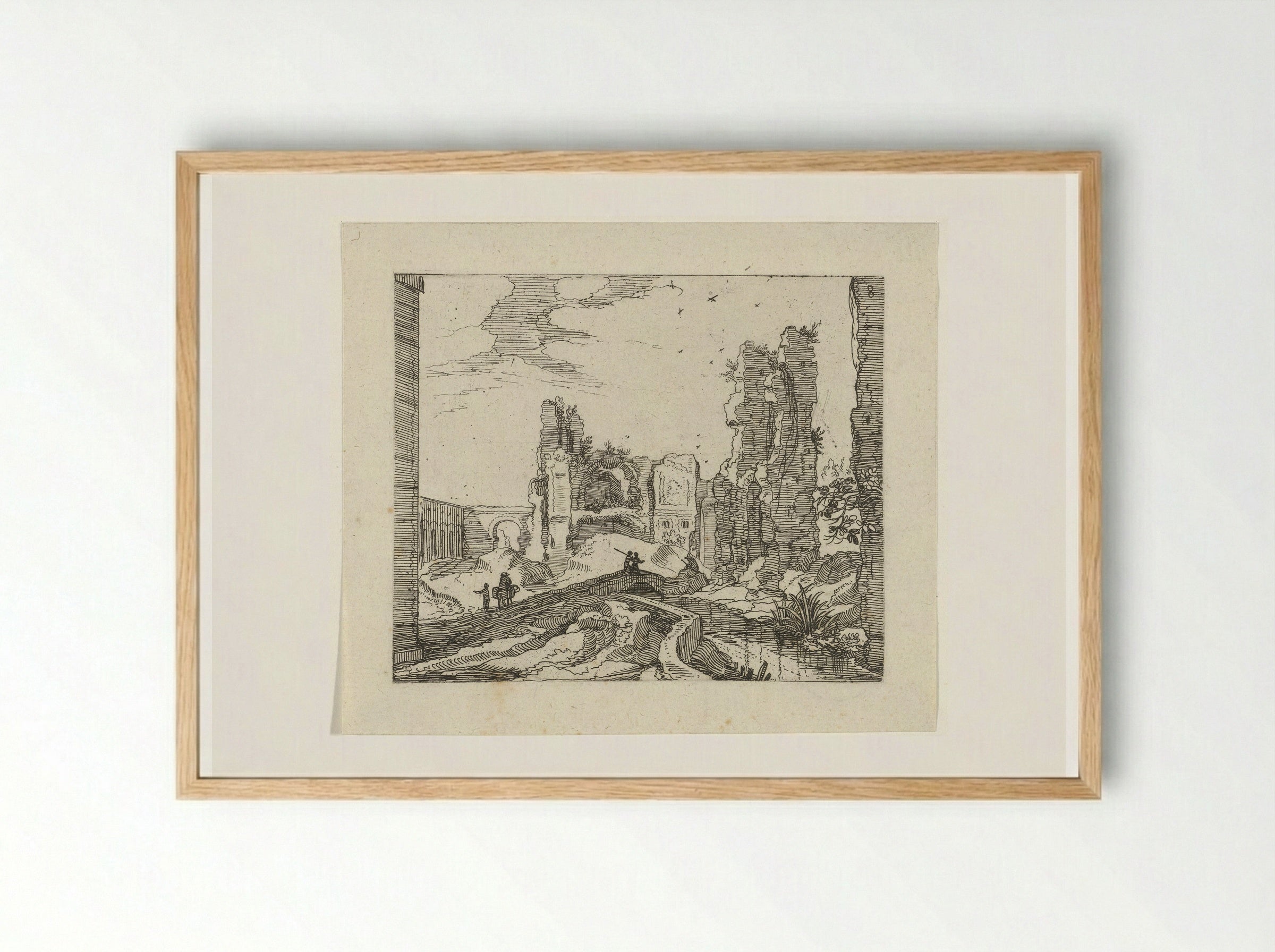 Landschap met poort en ruïne - Guilliam van Nieulandt (II) - Framed Print Wood